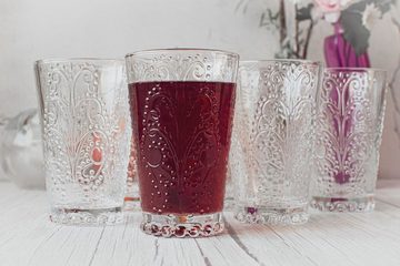 Sendez Tumbler-Glas 6 Trinkgläser mit Relief 350ml Cocktailgläser Saftgläser Rotweingläser Weißweingläser