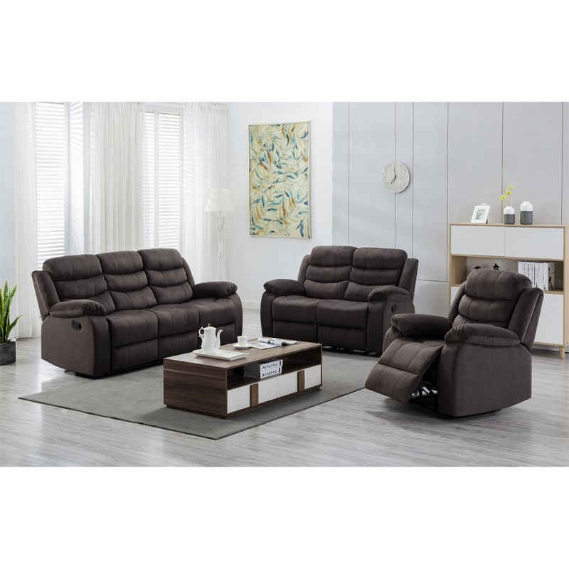 HTI-Living Polstergarnitur Sofagarnitur Kirwall, (Set, 3-tlg., 1x Sofa, 1x Zweisitzer, 1x Sessel), Couch Zweisitzer Sessel mit Fußstütze