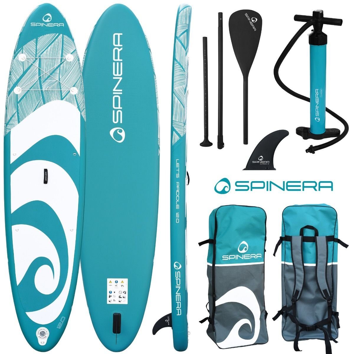 Lets Paddle 366x84x15cm, Funboard, Pumpe mit Paddel, 12.0 SUP-Board Rucksack, Spinera Spinera Inflatable (Spar-Set), -