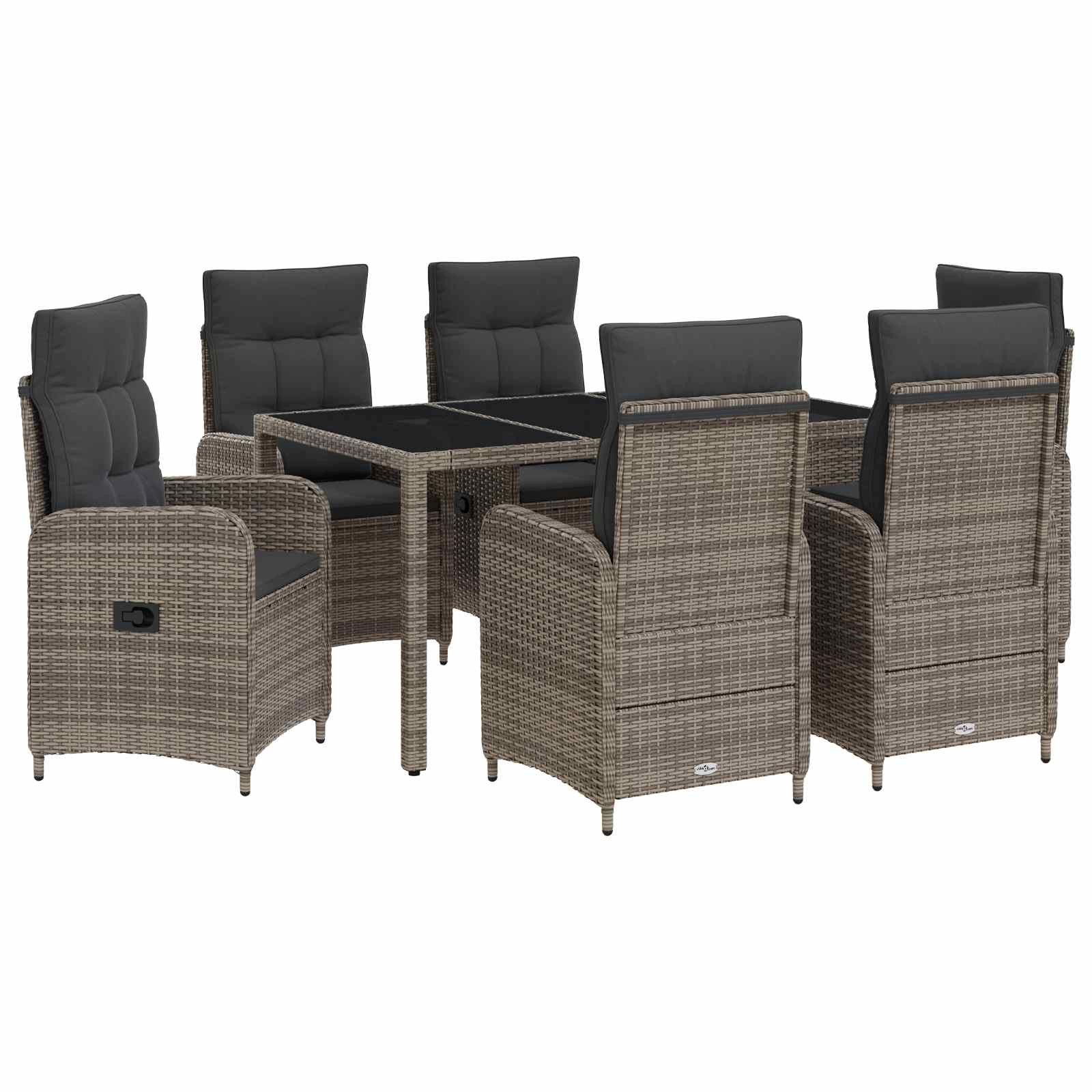 Garten-Essgruppe Outdoortisch-Set 7 stk. Hellgrau und Dunkelgrau Poly-Rattan