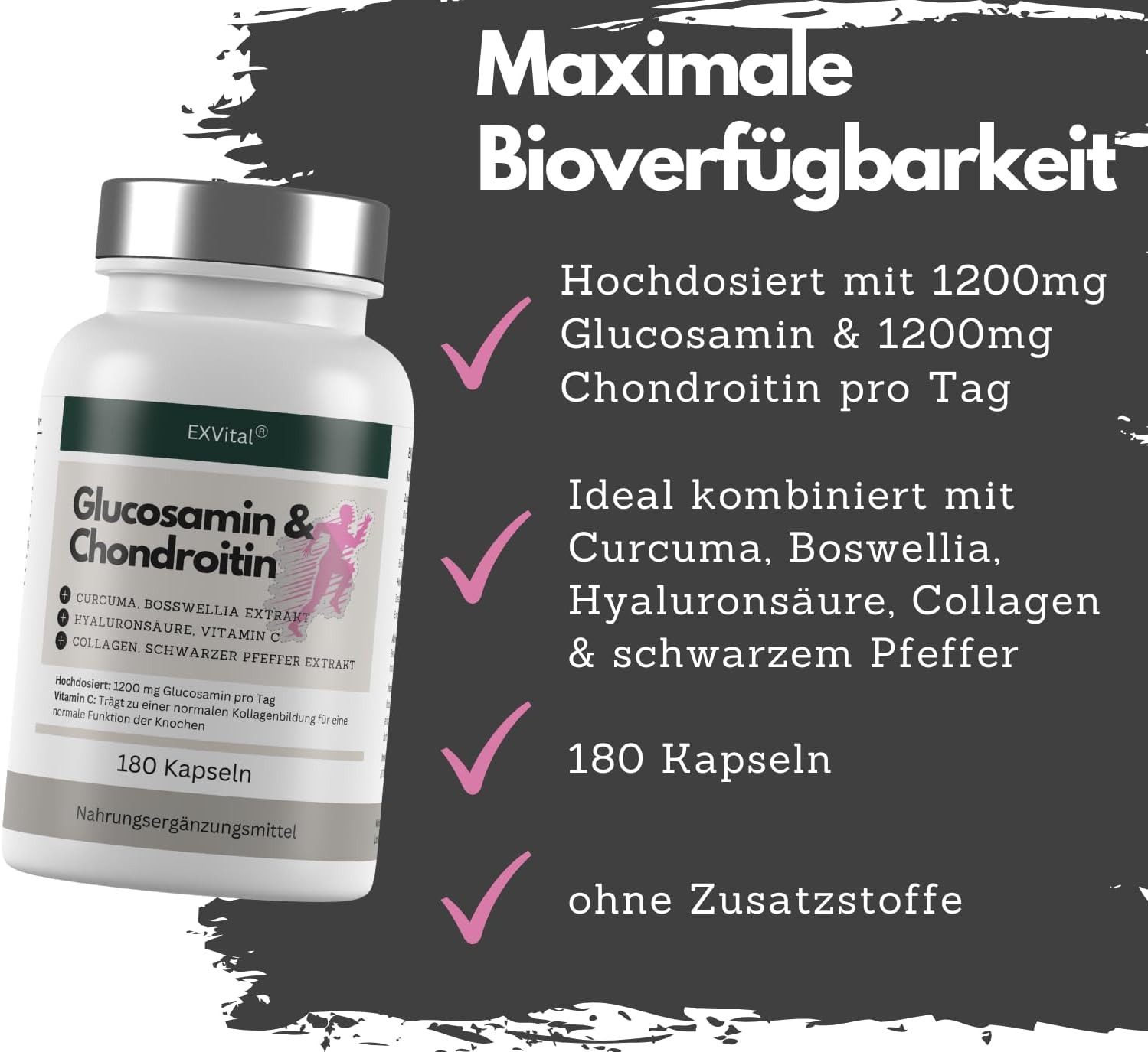 Glucosamin Chondroitin, 180 Kapseln Komplex Kapseln, 180 er 180 St., 177 g