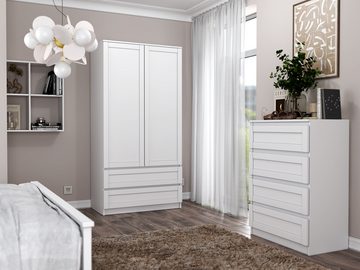 Beautysofa Kleiderschrank Moderne stilvolle elegante Garderobe mit Schubladen Paros (Farbe:weiß) B:90/H:180/T:50cm