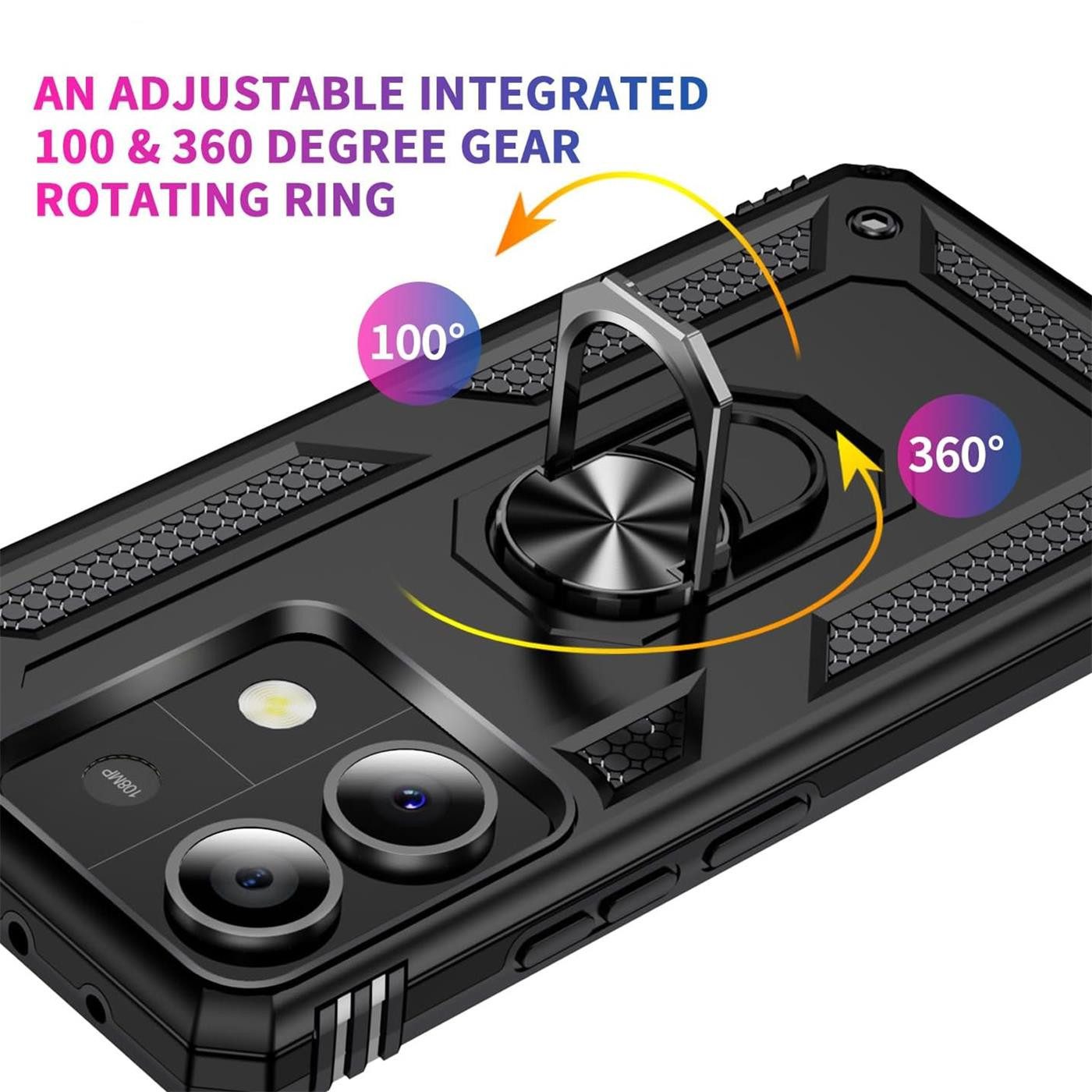 CoolGadget Handyhülle Armor Shield Case für Xiaomi Redmi Note 13 Pro 5G 6,67 Zoll, Outdoor Cover Magnet Ringhalter Handy Hülle für Redmi Note 13 Pro 5G – Bild 4 von 5