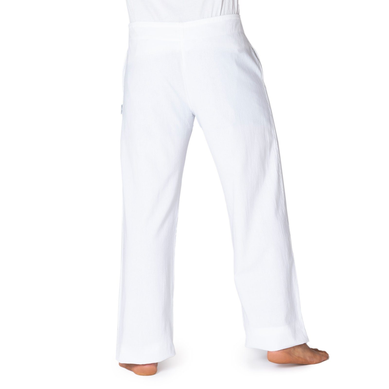 Freizeithose Baumwolle in weiß PANASIAM Relaxhose mit aus großer Bequeme und feiner Wellnesshose Unisex Stoffhose Farbauswahl Taschen Damen für Herren