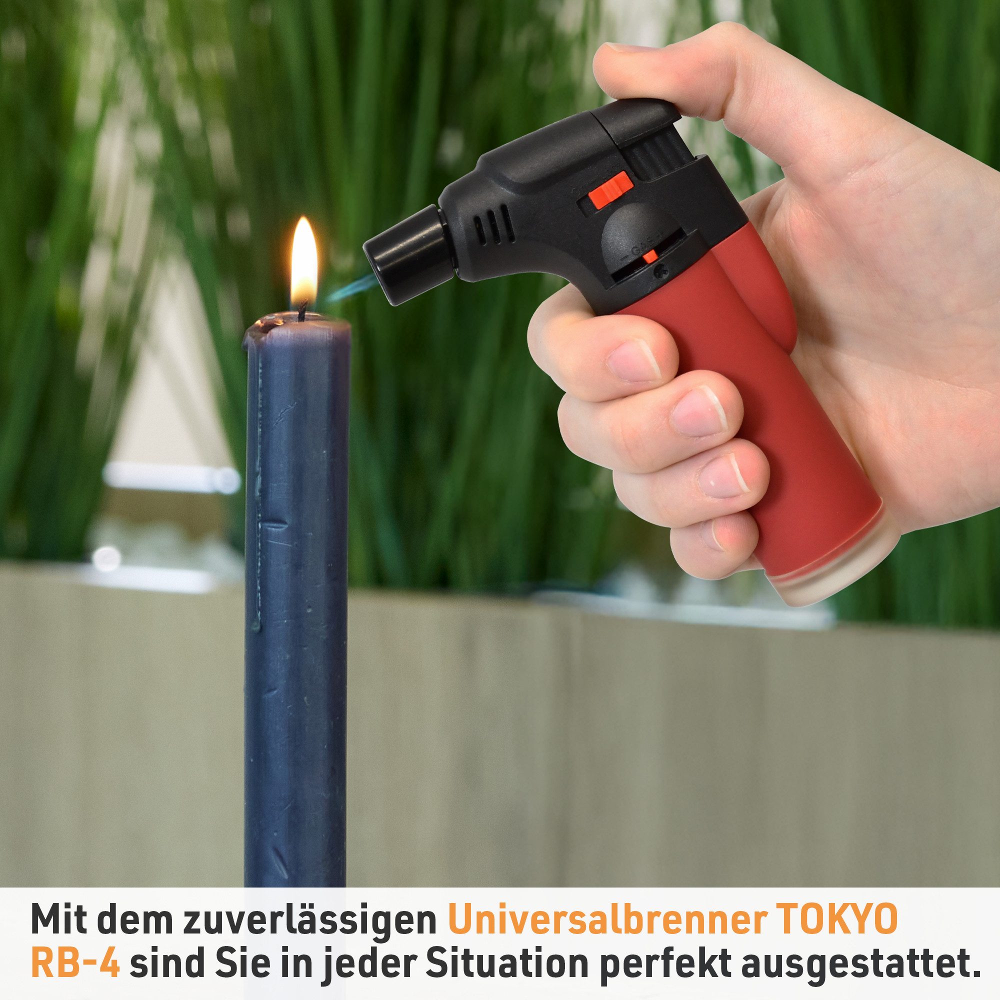TOM Flambierbrenner Gasbrenner mit 100ml Nachfüllflasche, (2-tlg), Piezo-Zündung, 1300°C, Butan/Propan Gas