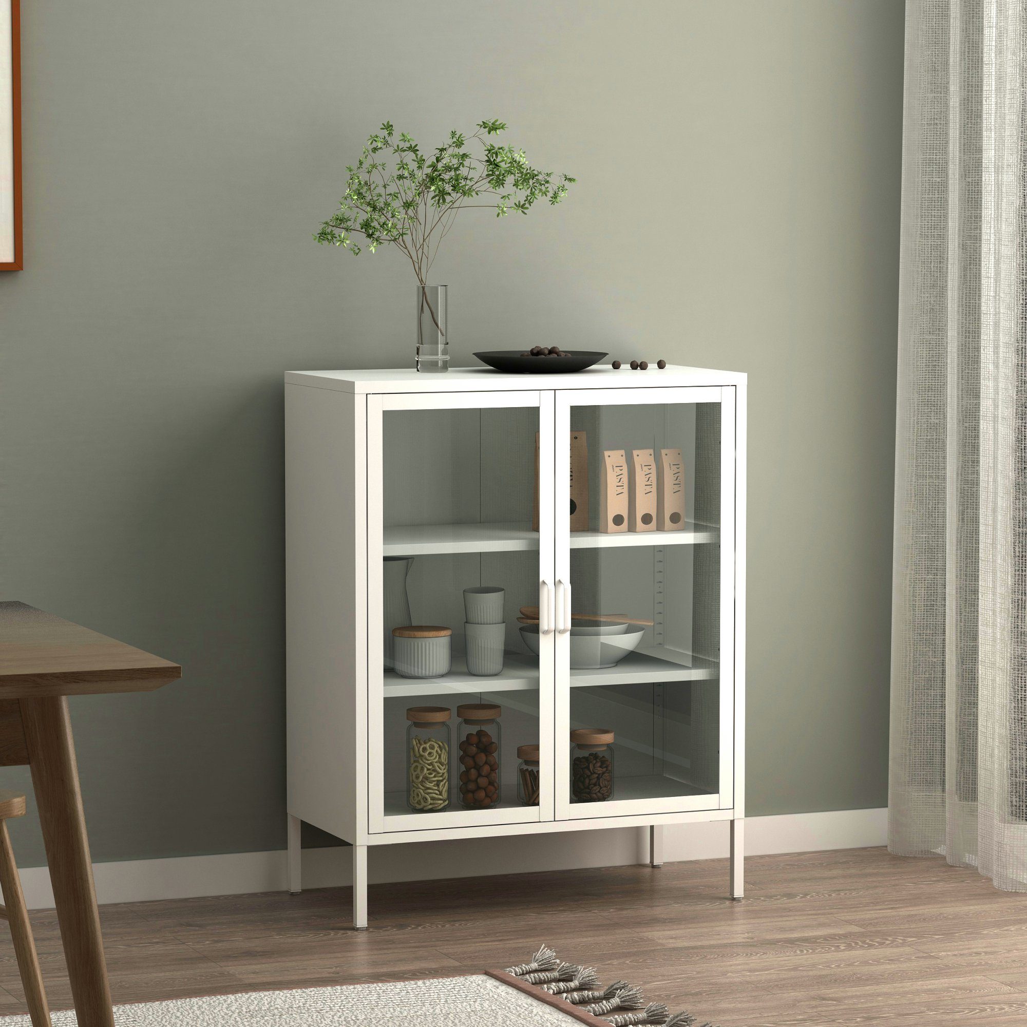 en.casa Sideboard, Fauske 80x40x101,5cm Weiß günstig online kaufen