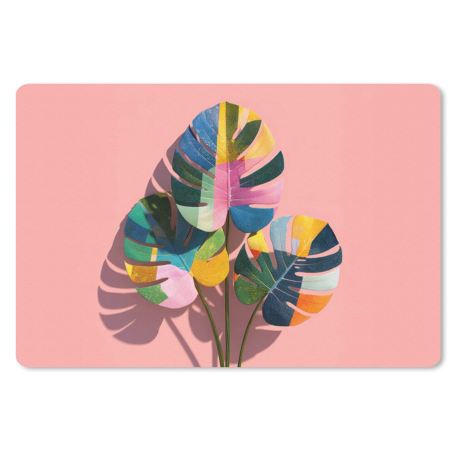 MuchoWow Mauspad Blätter - Gemalt - Bunt (1-St), Mouse pad Klein, Gaming Deko, PC Zubehör, 27x18 cm
