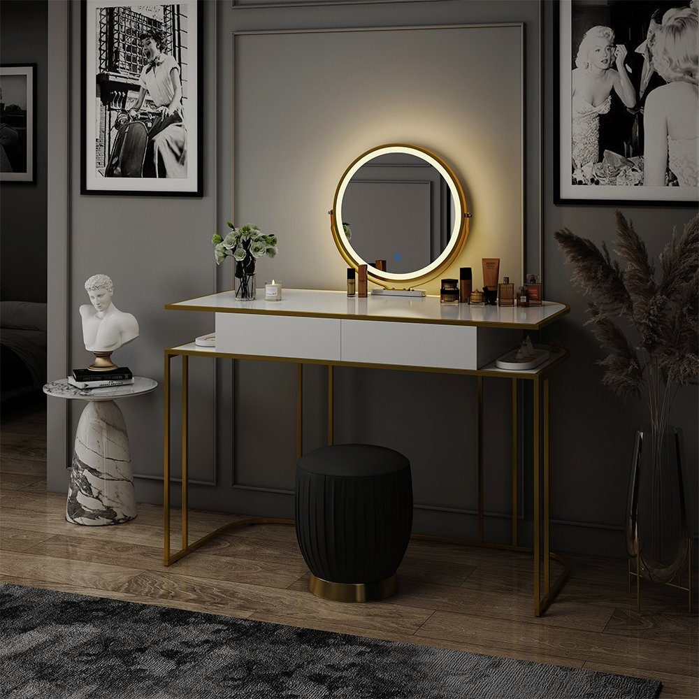 Vicco Schminktisch Tiara, Weiß/Gold, 110 cm (2-St)