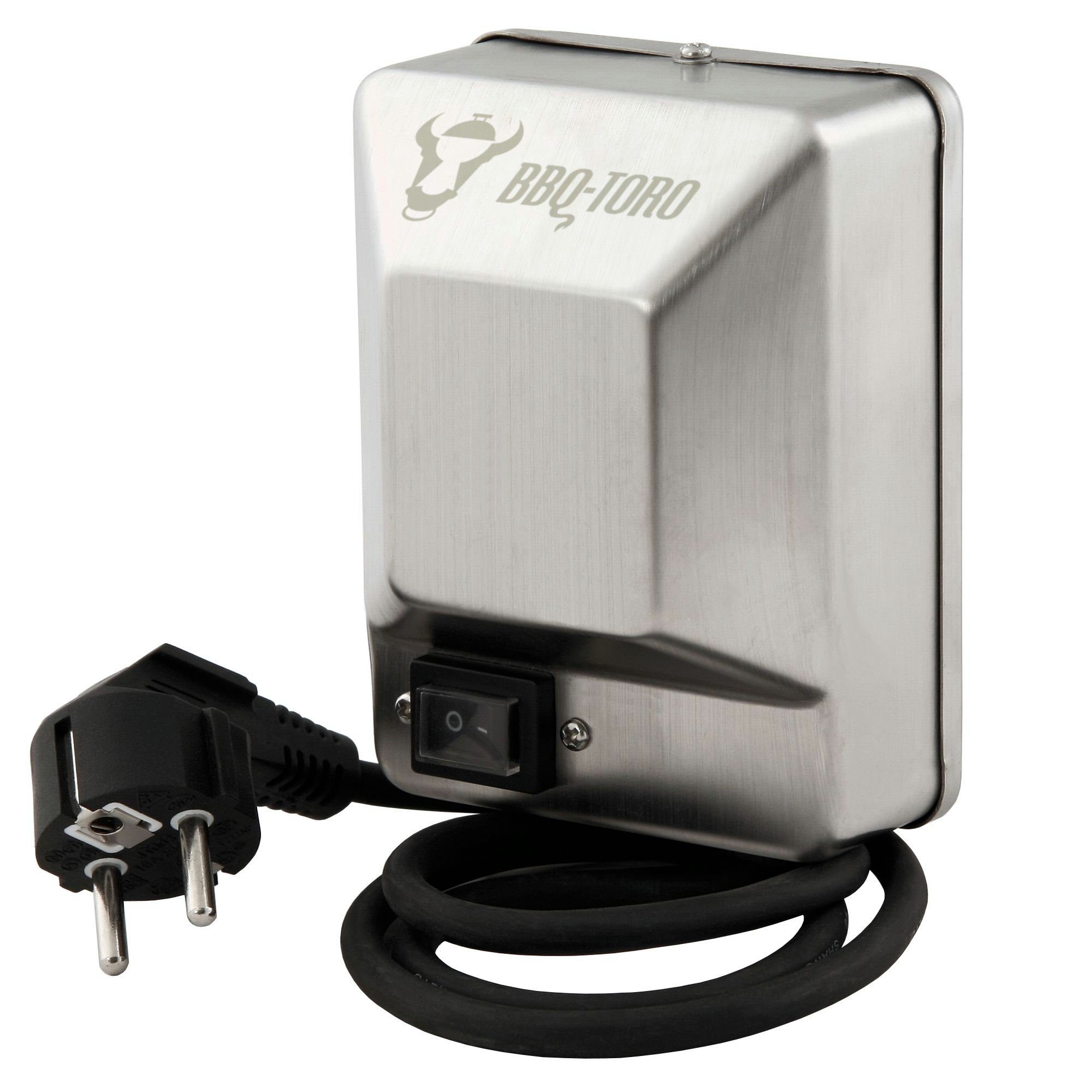 BBQ-Toro Grillspieß Edelstahl Grillmotor für Grillspieß, 220-240V, Drehmotor Rotisserie