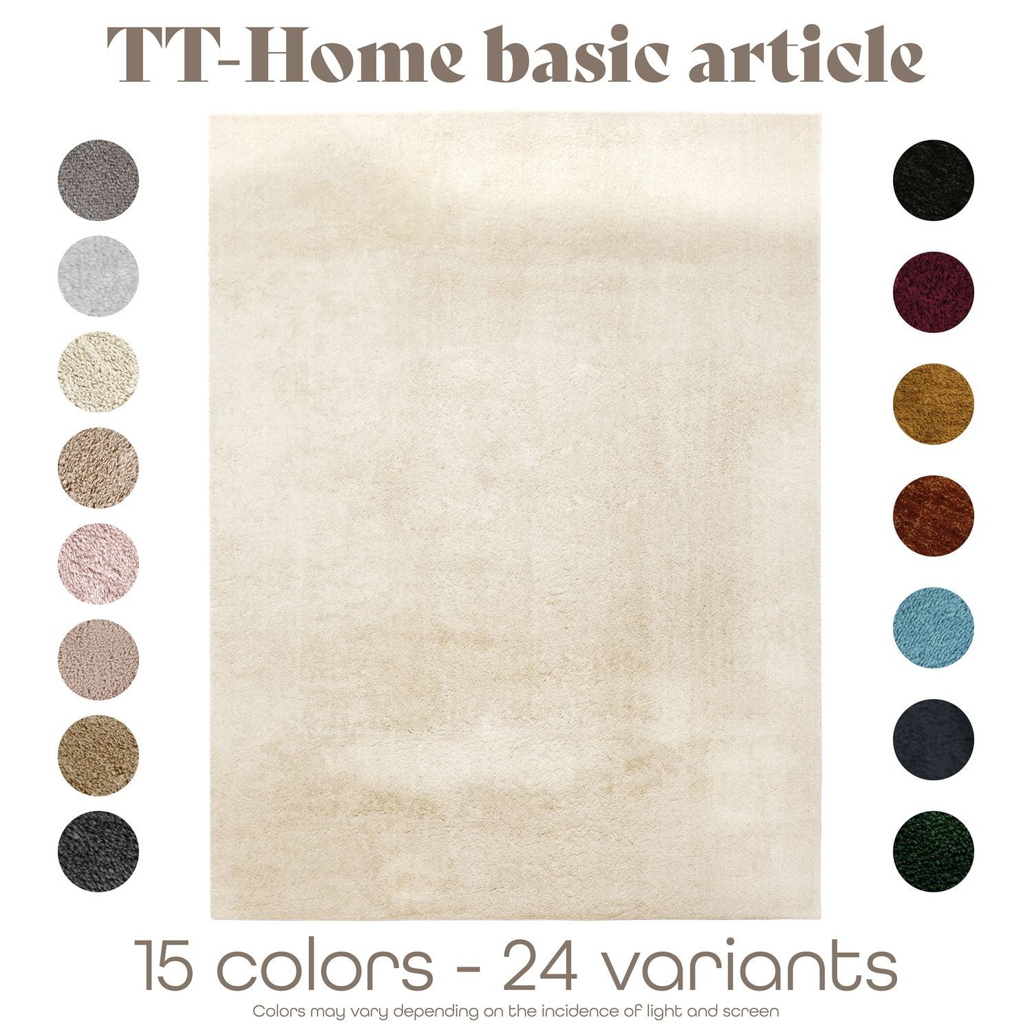 TT Home Teppich Diele, Esszimmer, Flur, Schlafzimmer, Wohnzimmer, Rechteckig, Höhe: 14 mm, Wohnzimmer Kurzflor Einfarbig Modernes Design Waschbar