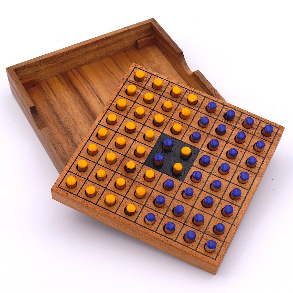 Holz, Denkspiele Personen Reversi edlem Interessantes gelb/blau Brettspiel Spiel, Strategiespiel 2 aus für ROMBOL Holzspiel –