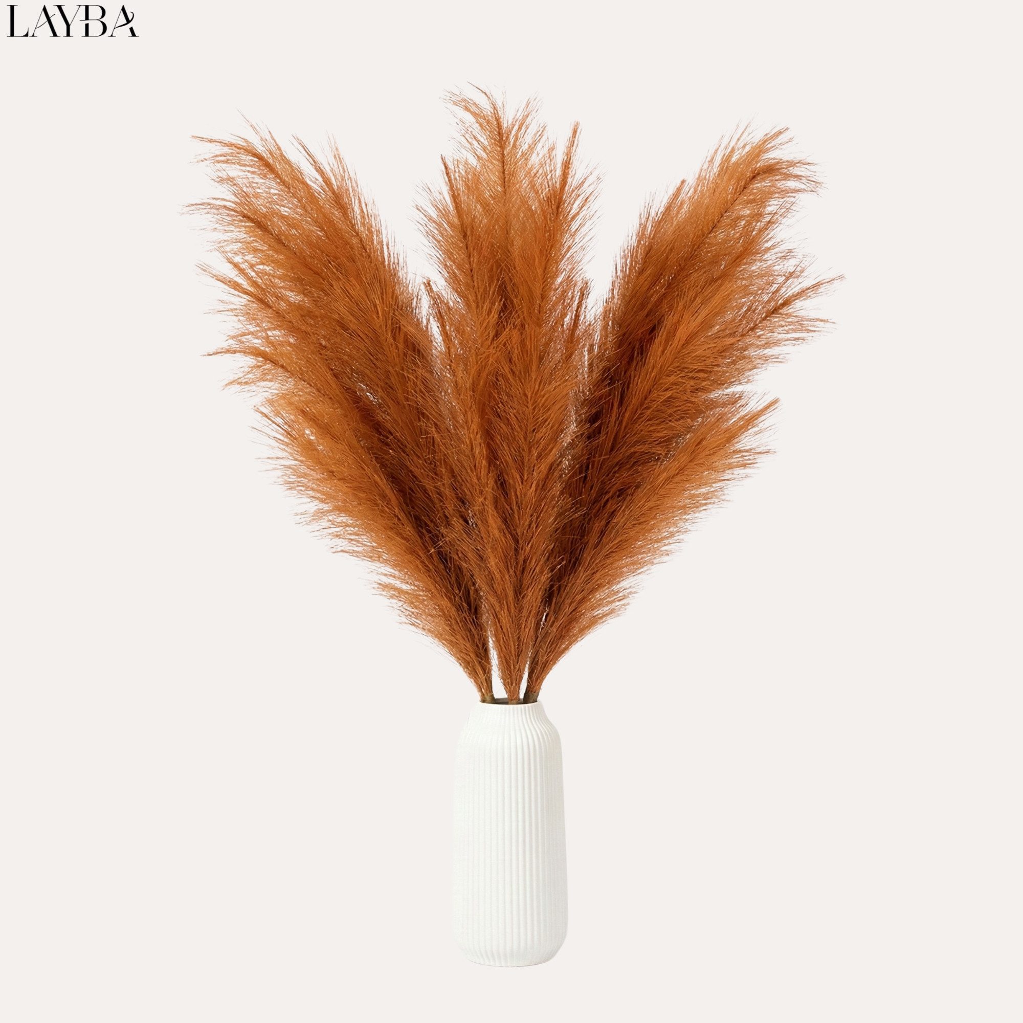 Kunstgras Pampasgras Deko Künstlich XXL Pampasgras Braun - Terracotta Pampasgras, Layba, Höhe 100 cm, 3 Stiele Pampas Hell Orange ~ Terracotta