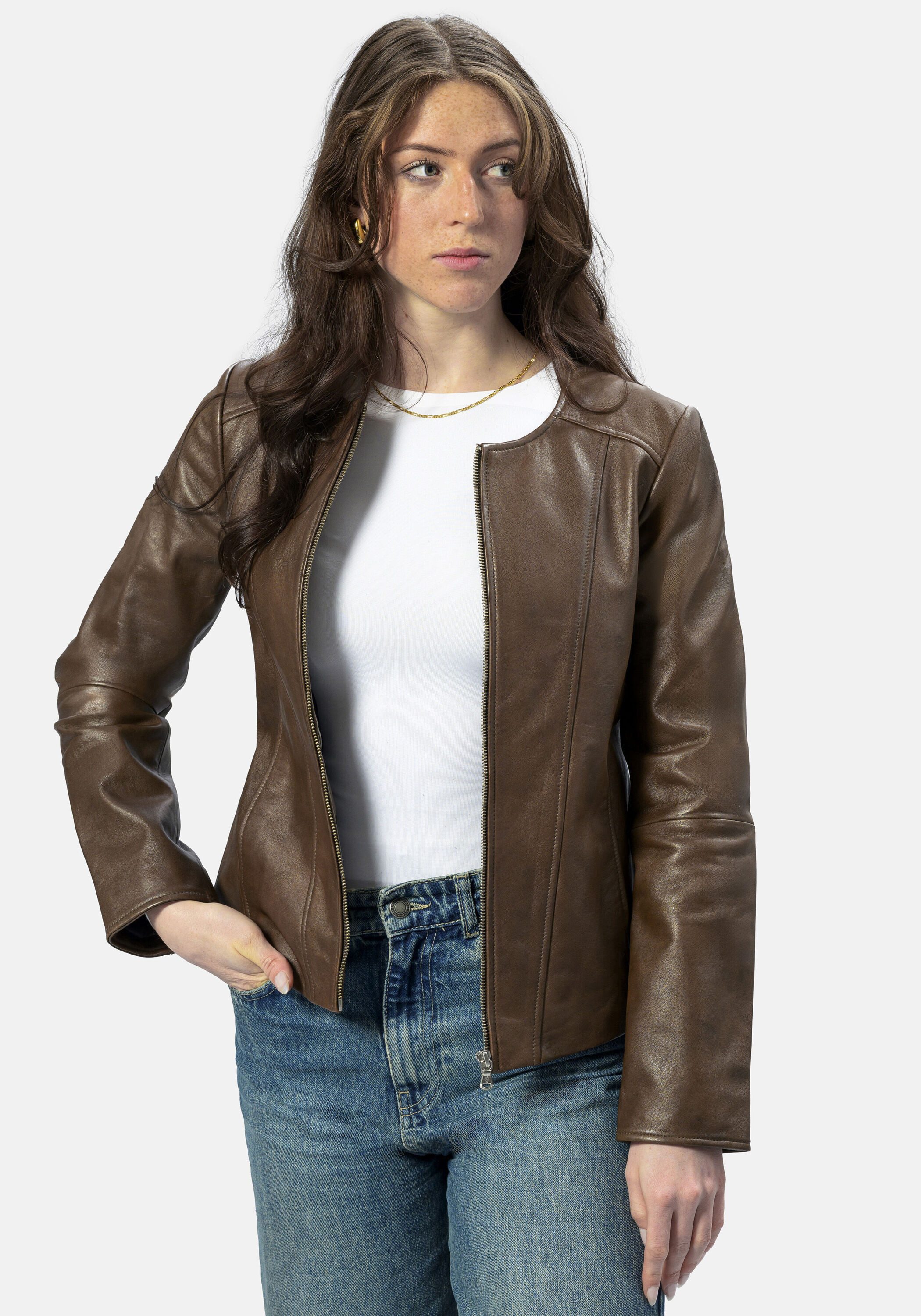 18N62 Lederjacke NEGIVETTE (1-St) aus weichem Leder