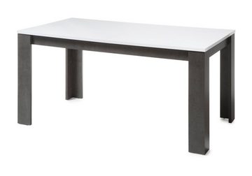 Furn.Design Esstisch Briard (in weiß Hochglanz und grau, ausziehbar, 160 - 200 cm), für bis zu 8 Personen