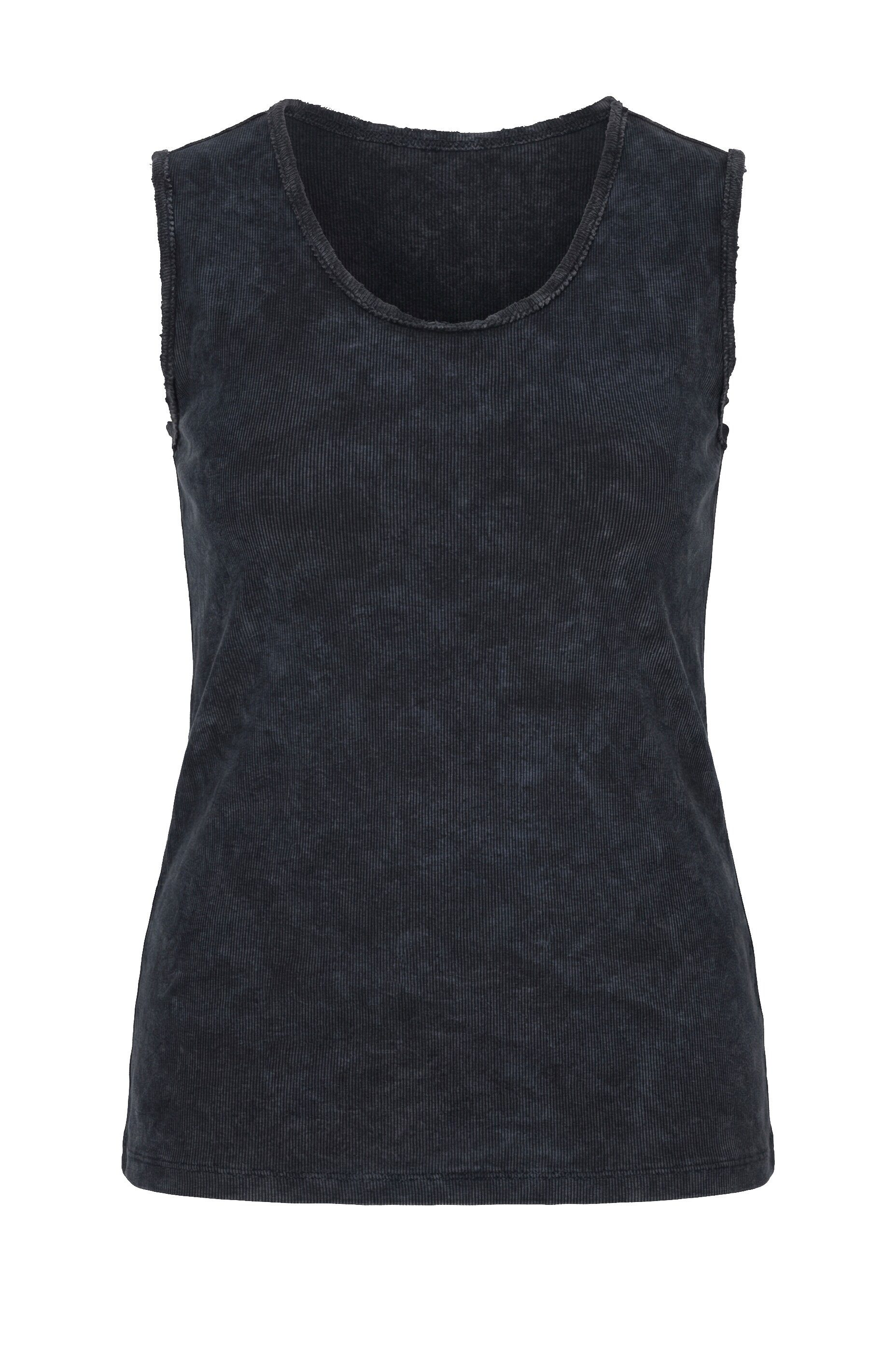 Angel of Style Longtop Top körpernahe Passform Fransenkanten