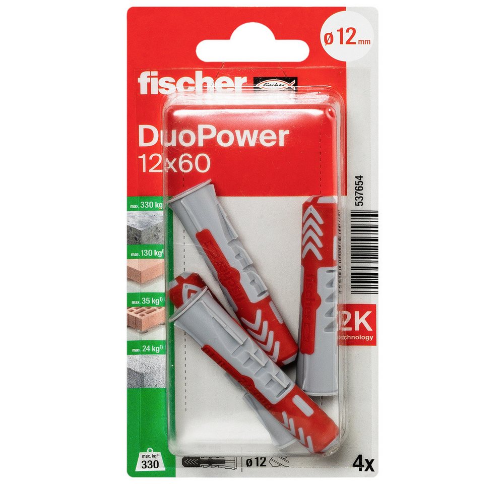 Thumbnail - Fischer Dübel-Set Fischer 537654 DuoPower 12 x 60 K NV Dübel 60 mm 12 mm 1 Set