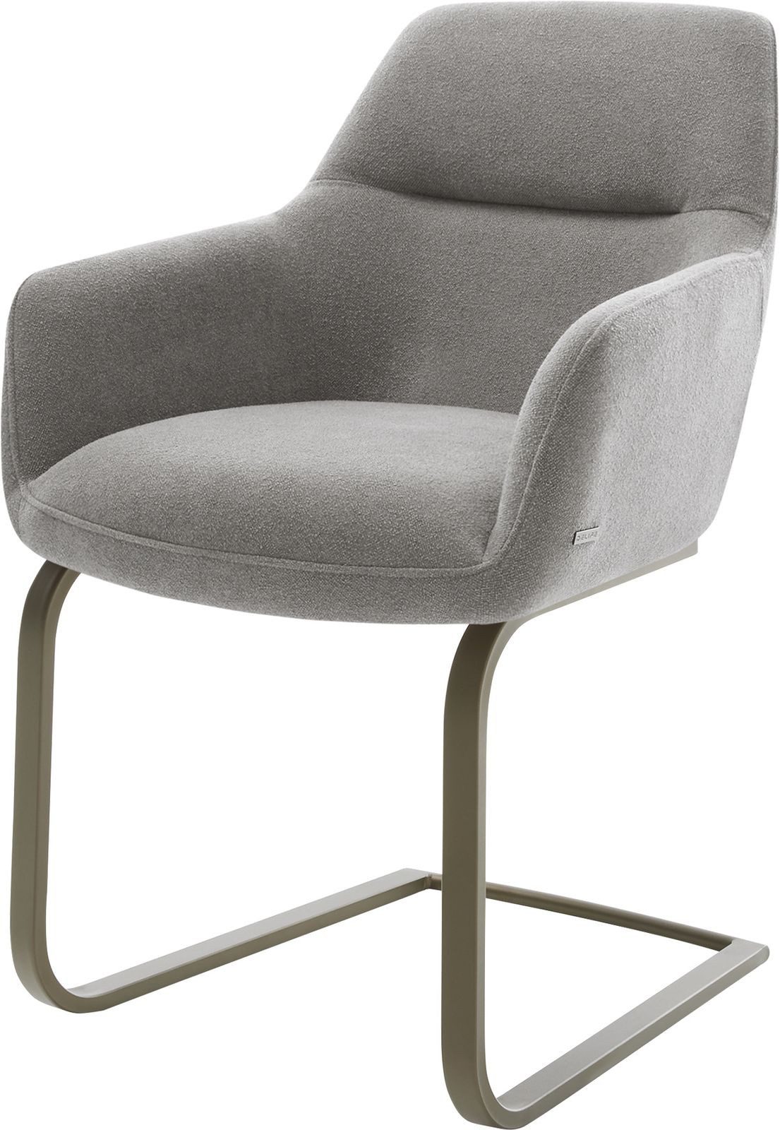 DELIFE Polsterstuhl Pejo-Flex, Freischwinger flach Effektfinish Titan Strukturstoff Soft Grau Taschen