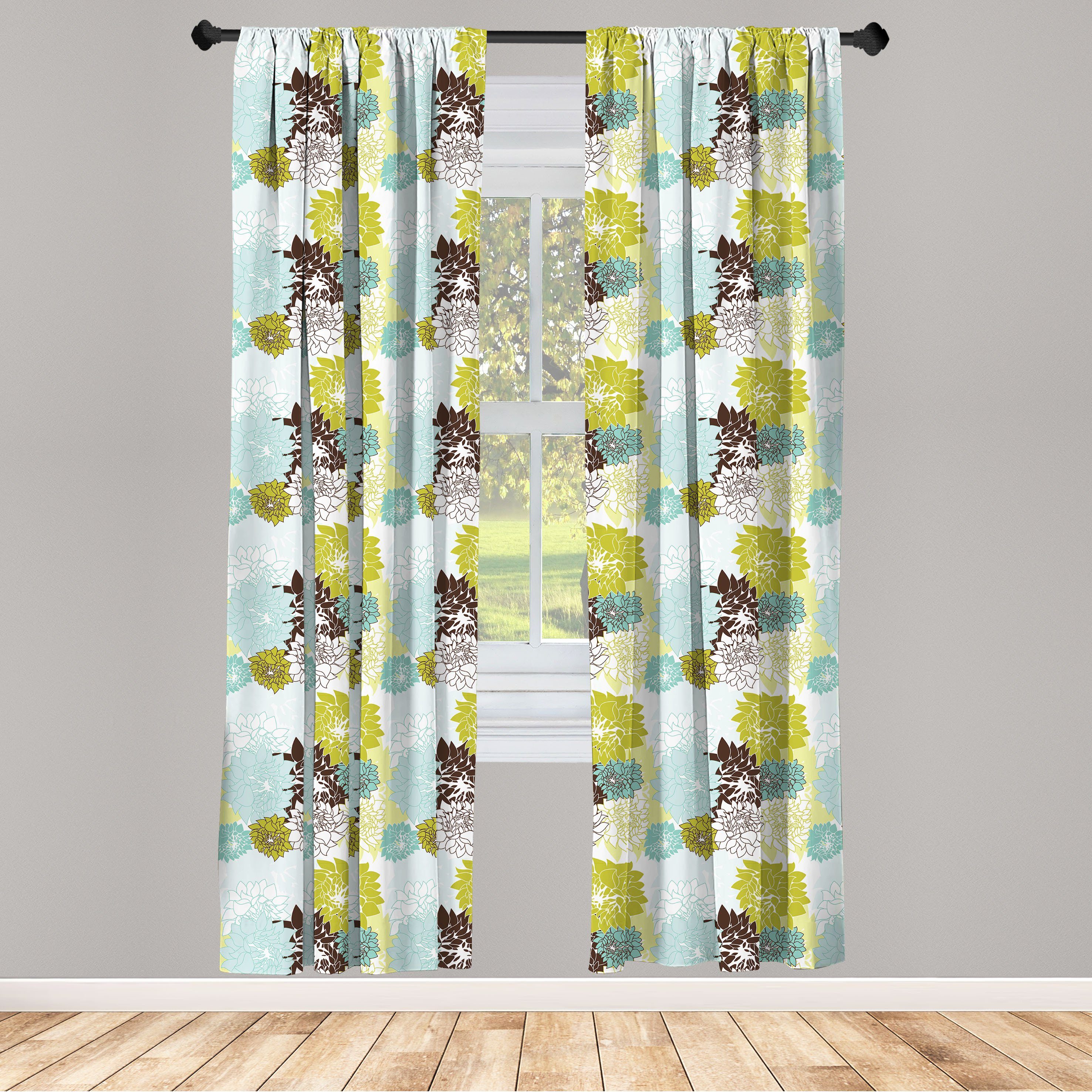 Gardine Vorhang für Wohnzimmer Schlafzimmer Dekor, Abakuhaus, Microfaser, Blumen Pastellwild Blätter