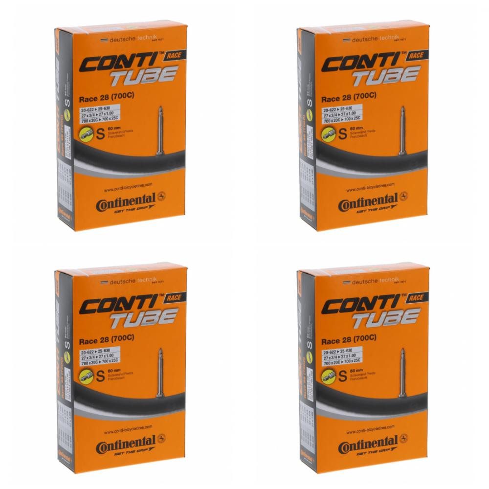 Fahrradschlauch Continental 4x Schlauch Conti Race 28 28\" 700x20/25C 18/25-622/630 SV