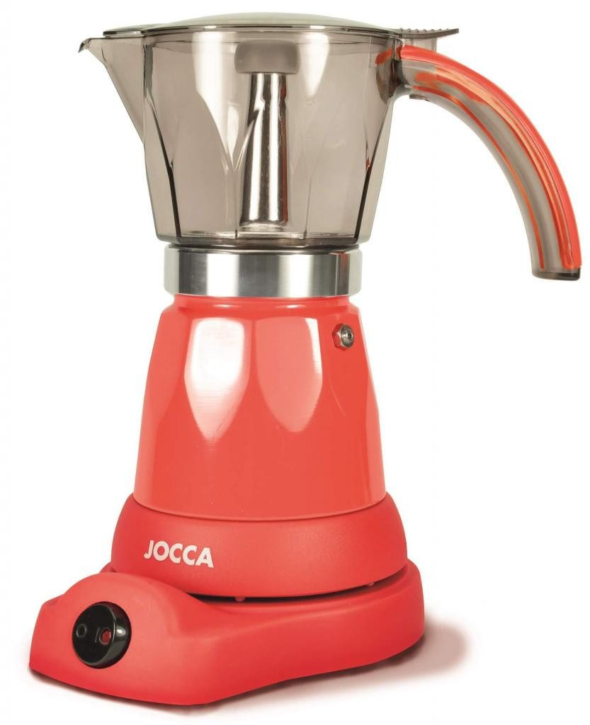 Jocca Espressomaschine Kaffeemaschine mit 0,25 L Kaffeekanne Rot für 6 Tassen und Warmhaltefunktion, 480W, Edelstahl, Warmhaltefunktion, transparente Kaffeekanne