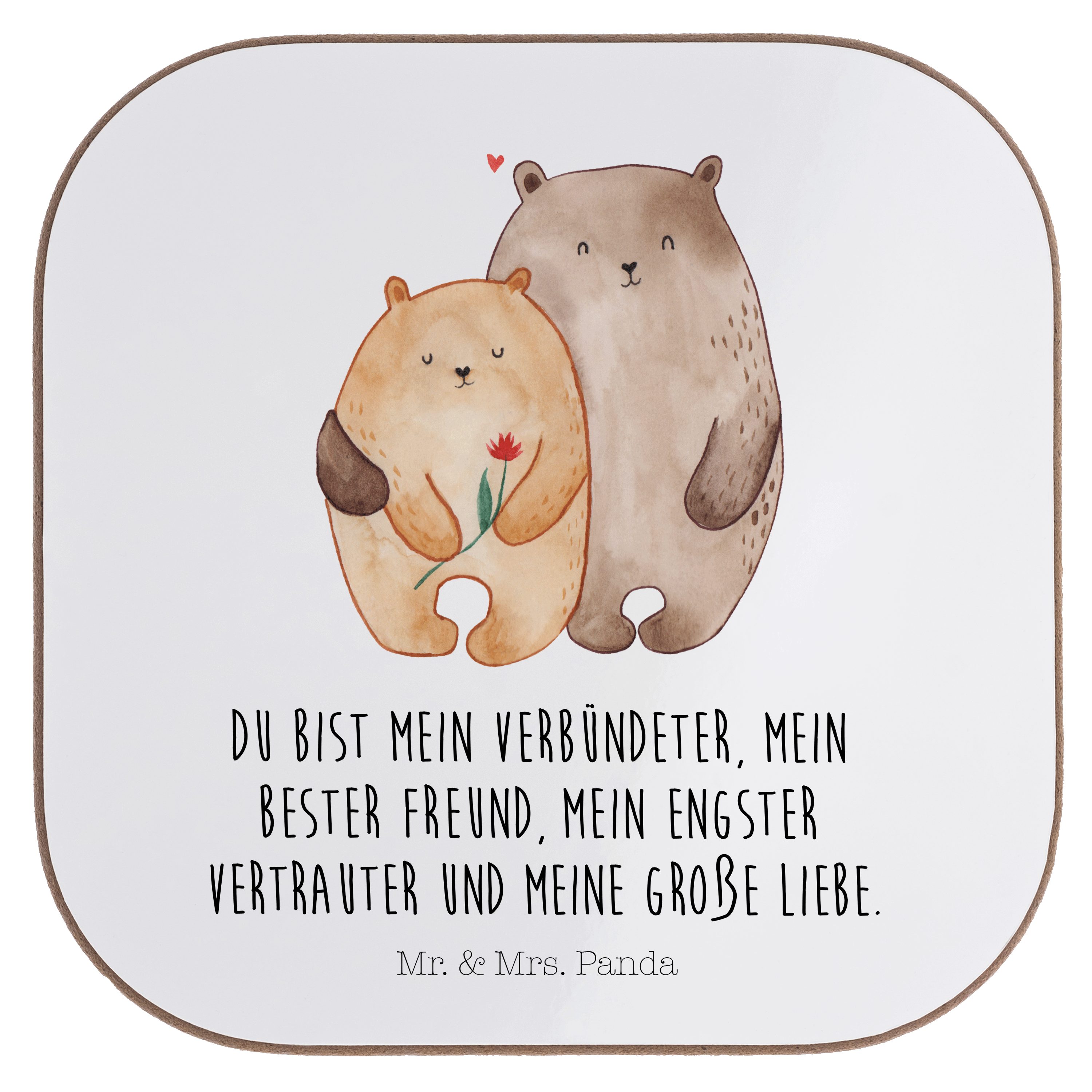 & - Getränkeuntersetzer Unterse, Mrs. Bären - Weiß Geschenk, Liebe Panda Getränkeuntersetzer, Mr. Umarmung, 1-tlg.