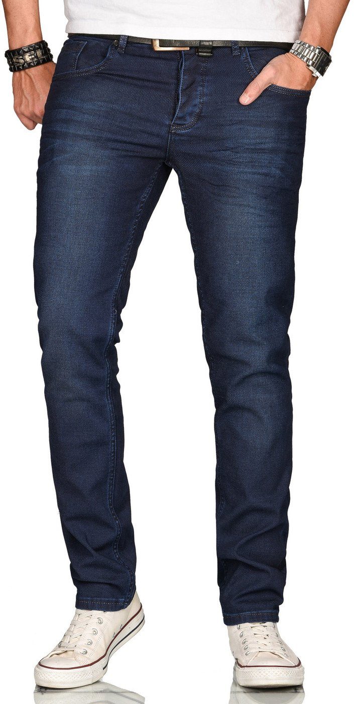 Alessandro Salvarini Straight-Jeans ASElia mit fein strukturiertem Jeansstoff und 2% Elasthan nachtblau