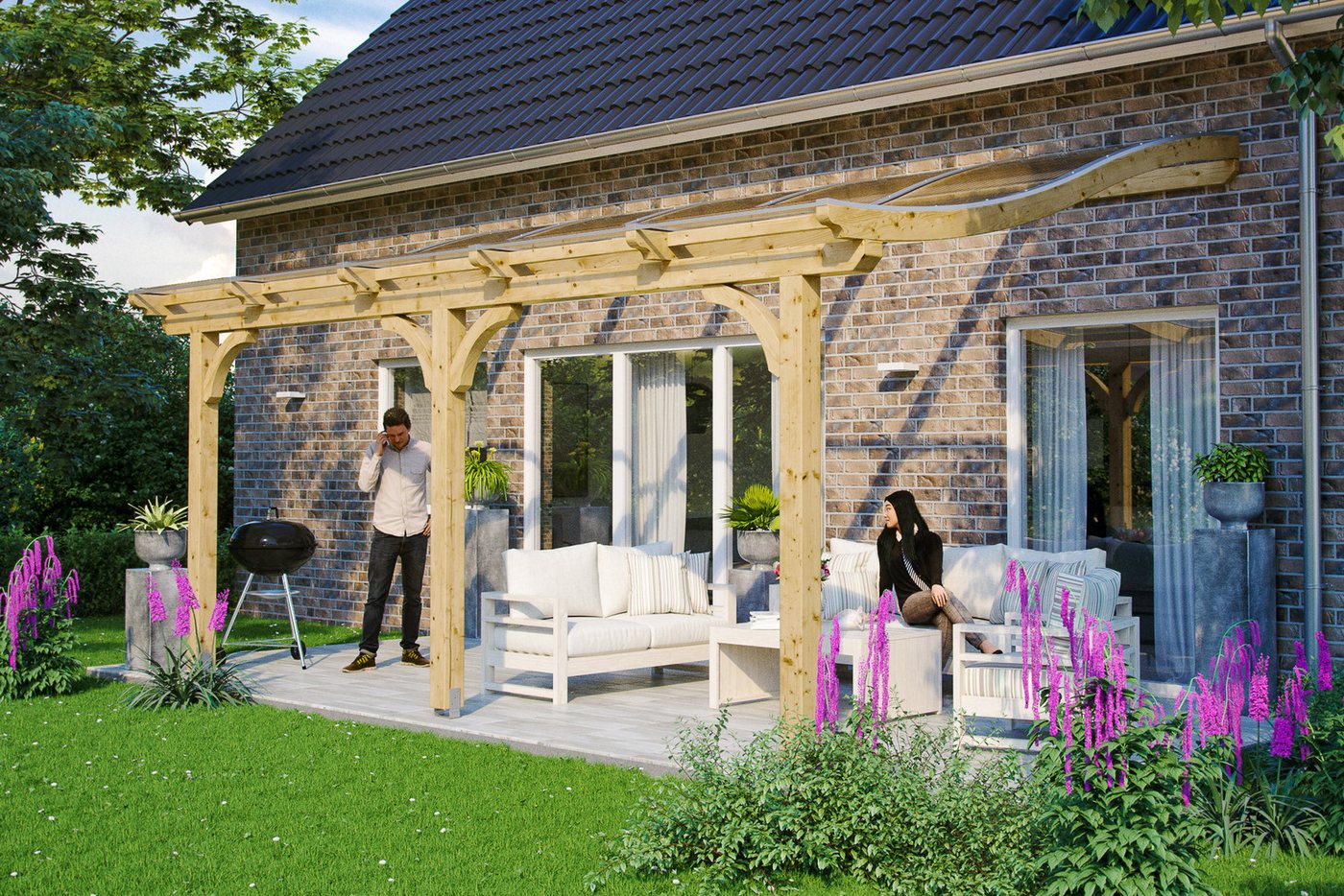 Thumbnail - Skanholz Terrassendach Venezia, BxT: 541x239 cm, Bedachung Doppelstegplatten, Leimholz