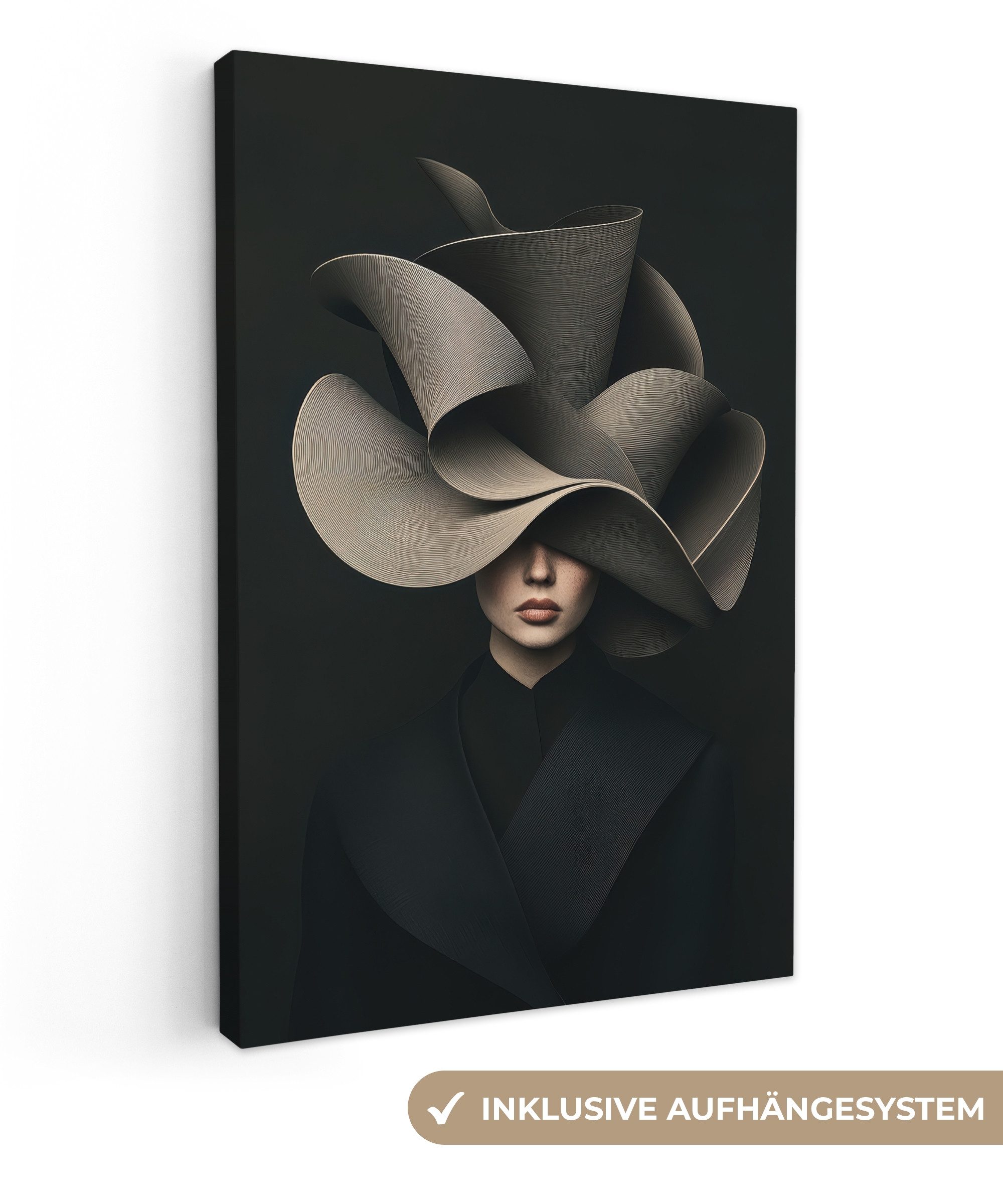 OneMillionCanvasses® Leinwandbild Schwarz - Hut - Frau, Fotodruck (1 St), L günstig online kaufen