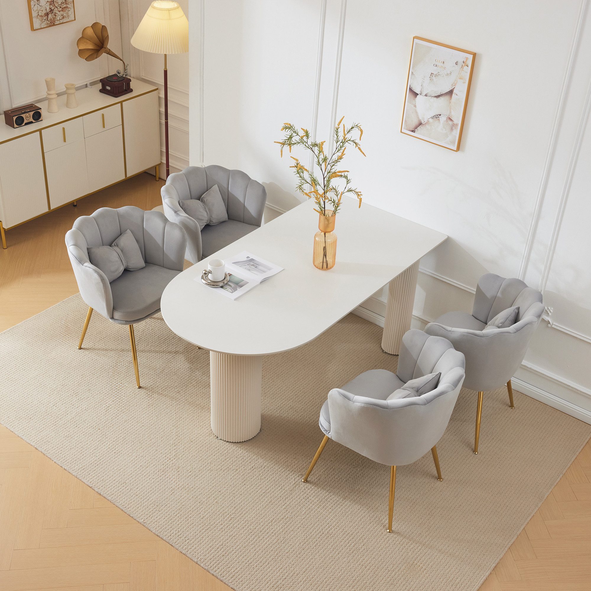 OKWISH 4-Fußstuhl Polsterstuhl Küchenstuhl Lounge Stuhl, günstig online kaufen