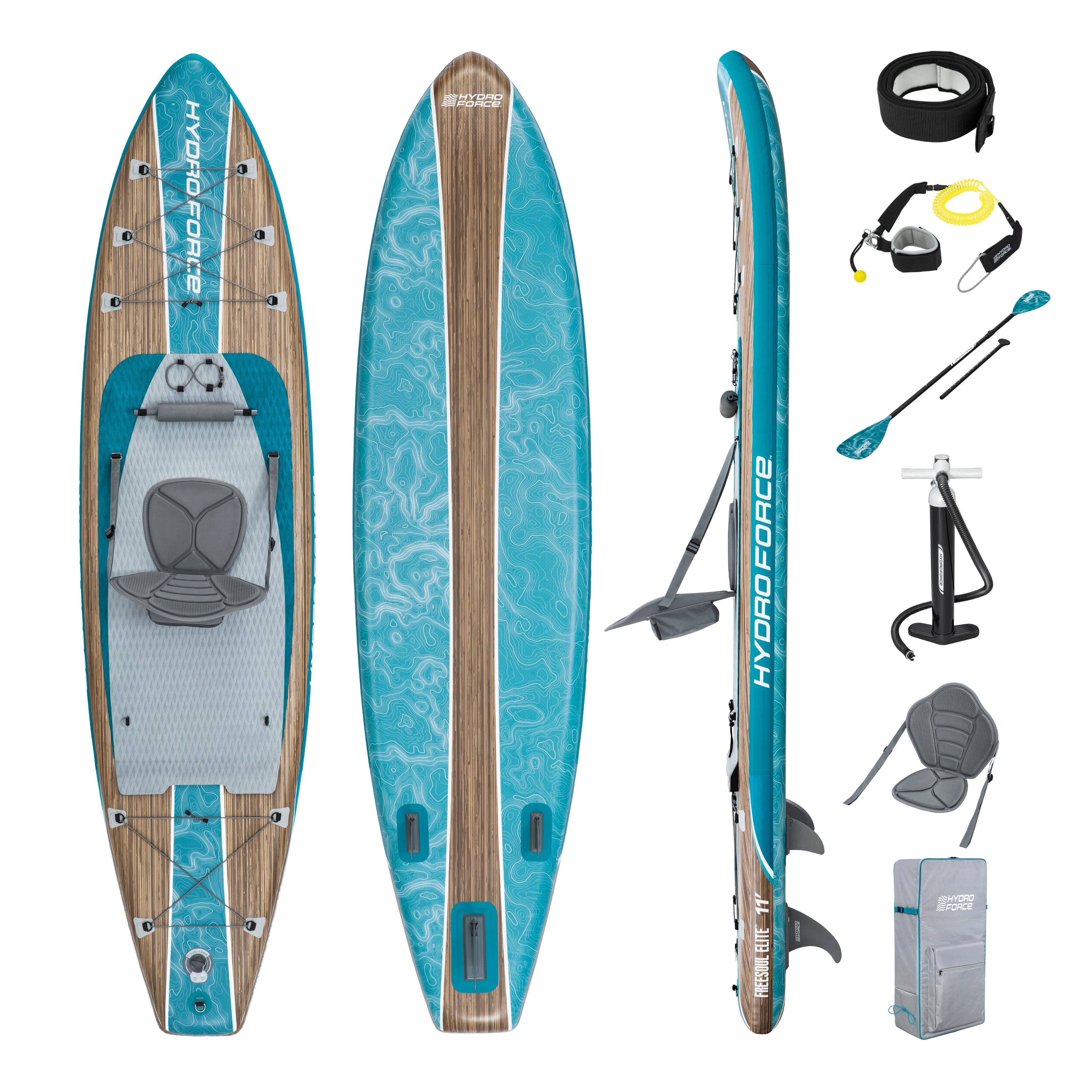 Bestway SUP-Board Hydro Force® Freesoul Elite™, Allround, (Set, 1 tlg., Inkl. Pumpe, Kombipaddel, Transportrucksack), 335 x 84 x 15 cm