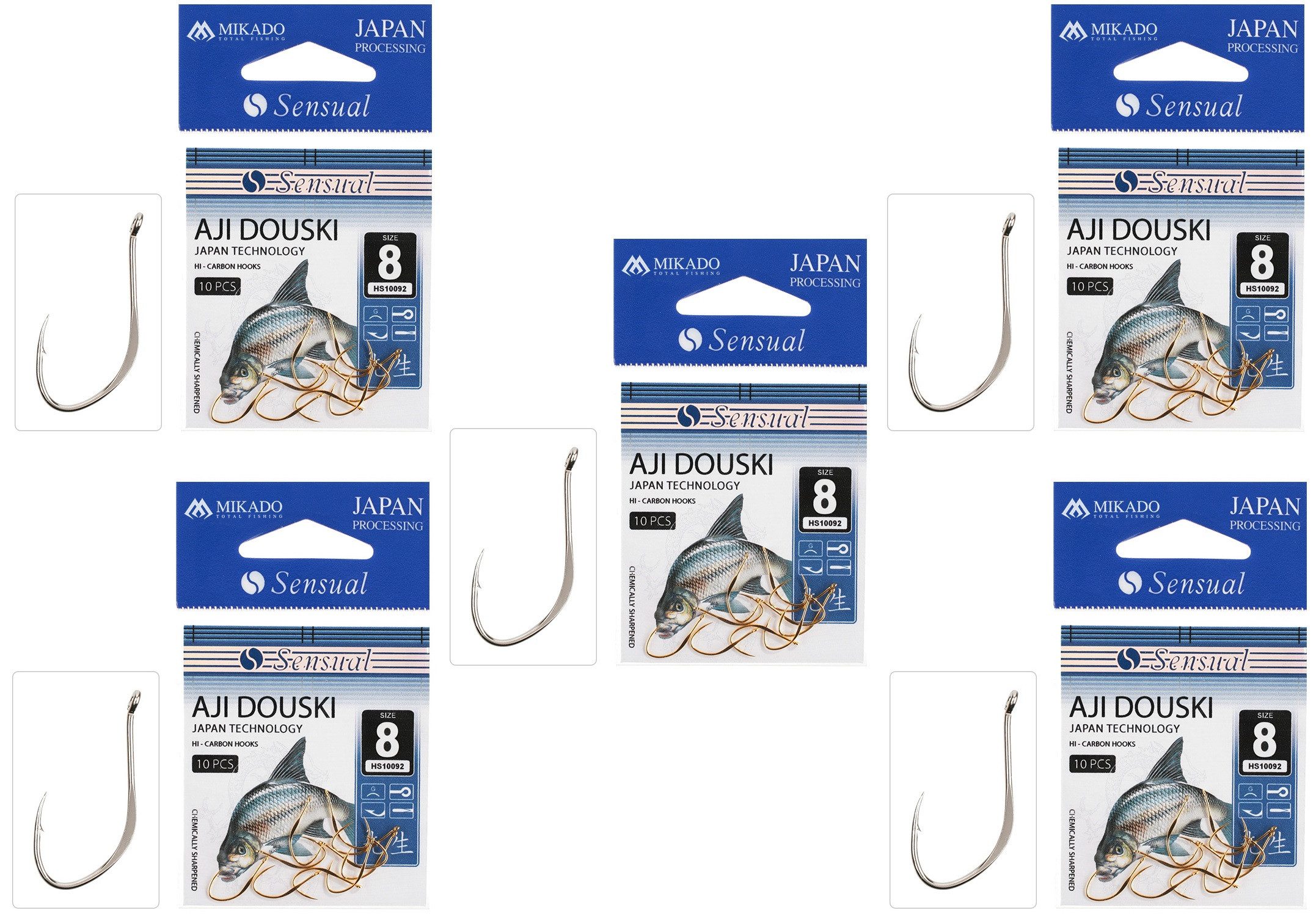 MIKADO Total Fishing Feederhaken 50 Haken Lose Set in ver. Größen - SENSUAL - AJI DOUSKI - Friedfisch, (50-St)