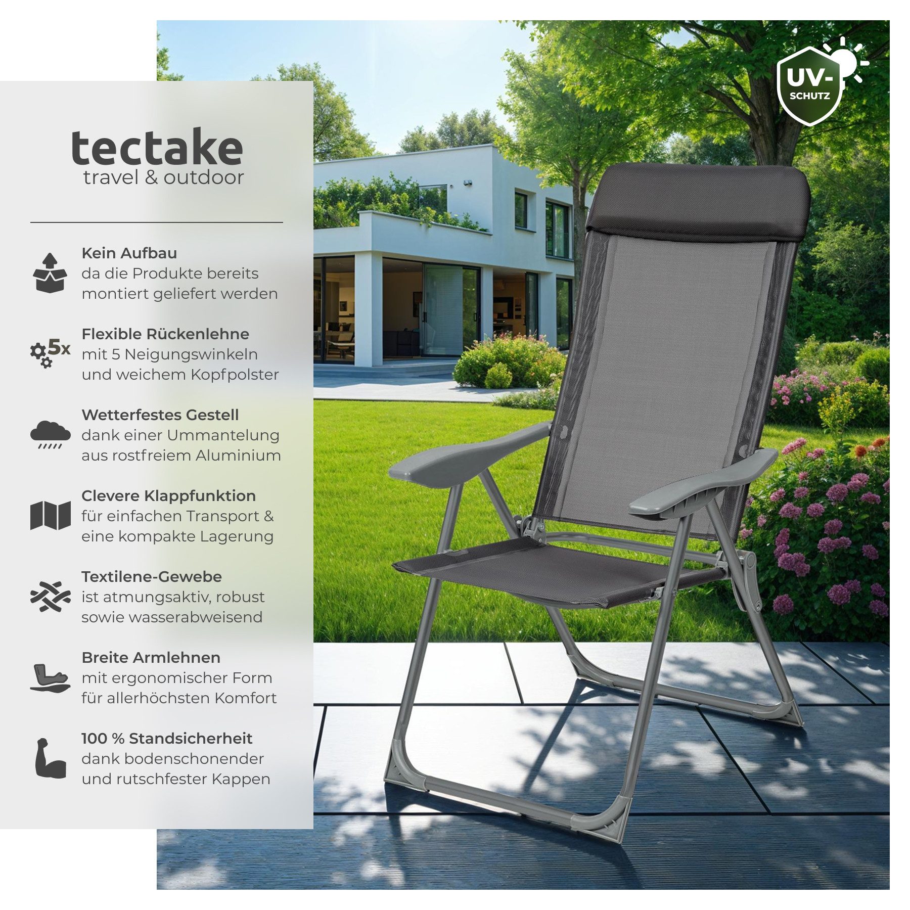 tectake Gartenstuhl 4er Set Gartenstuhl (Set, günstig online kaufen