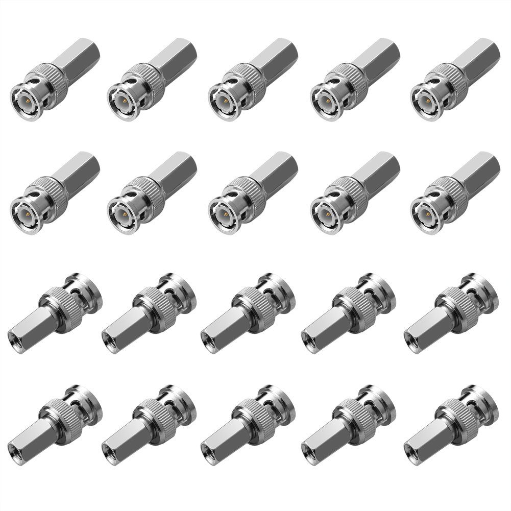 euroharry BNC-Stecker Twist-On Kabeladapter für Koaxialkabel RG59 & RG62 Adapter