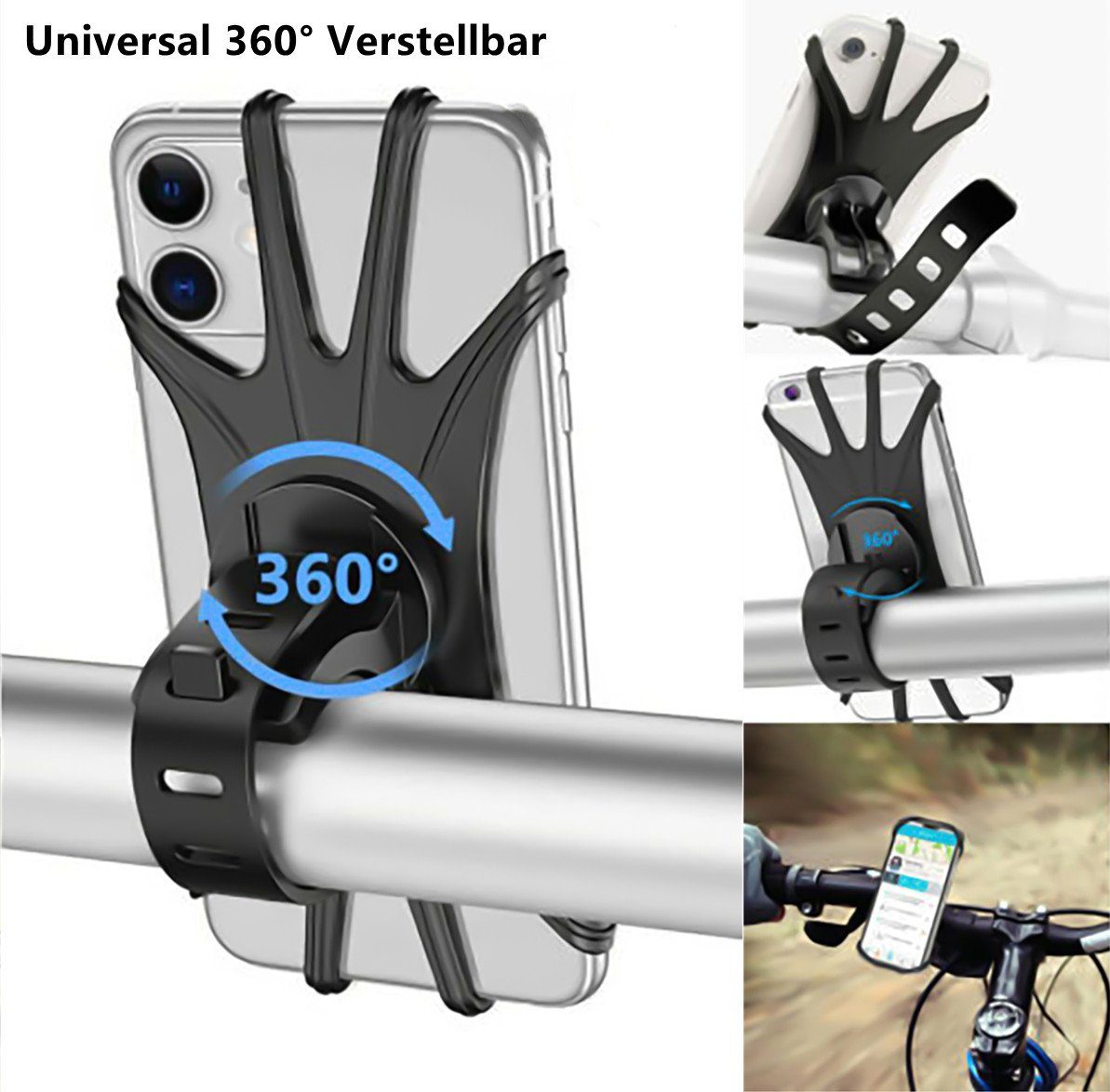 Handy-Halterung Handy-Halterungen,Universal 360° Verstellbar Fahrrad Handy Halter