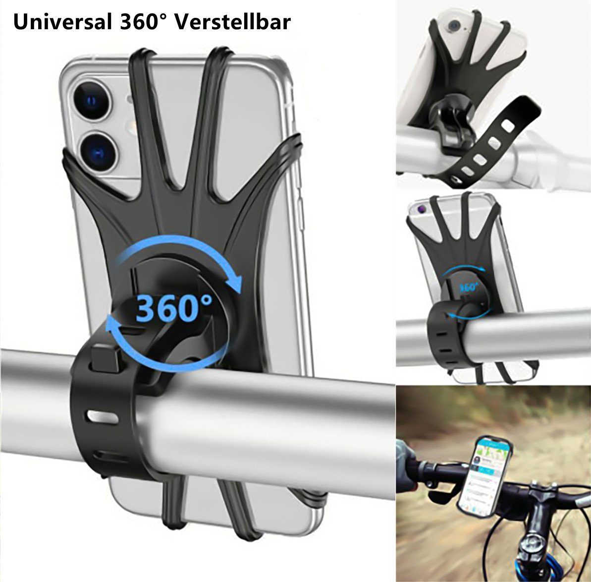 Handy-Halterung, Verstellbar Verstellbar Handy-Halterungen,Universal Halterung Samsung Halter,abnehmbare schwarz Zoll Universal Halterung XDeer für Samsung (packung, alle Fahrrad 4.0-7.0 Handy iPhone Handy iPhone alle Geräte 360° Handy für Zoll 4.0-7.0 Halter,abnehmbare Fahrrad Geräte) Handy 360°