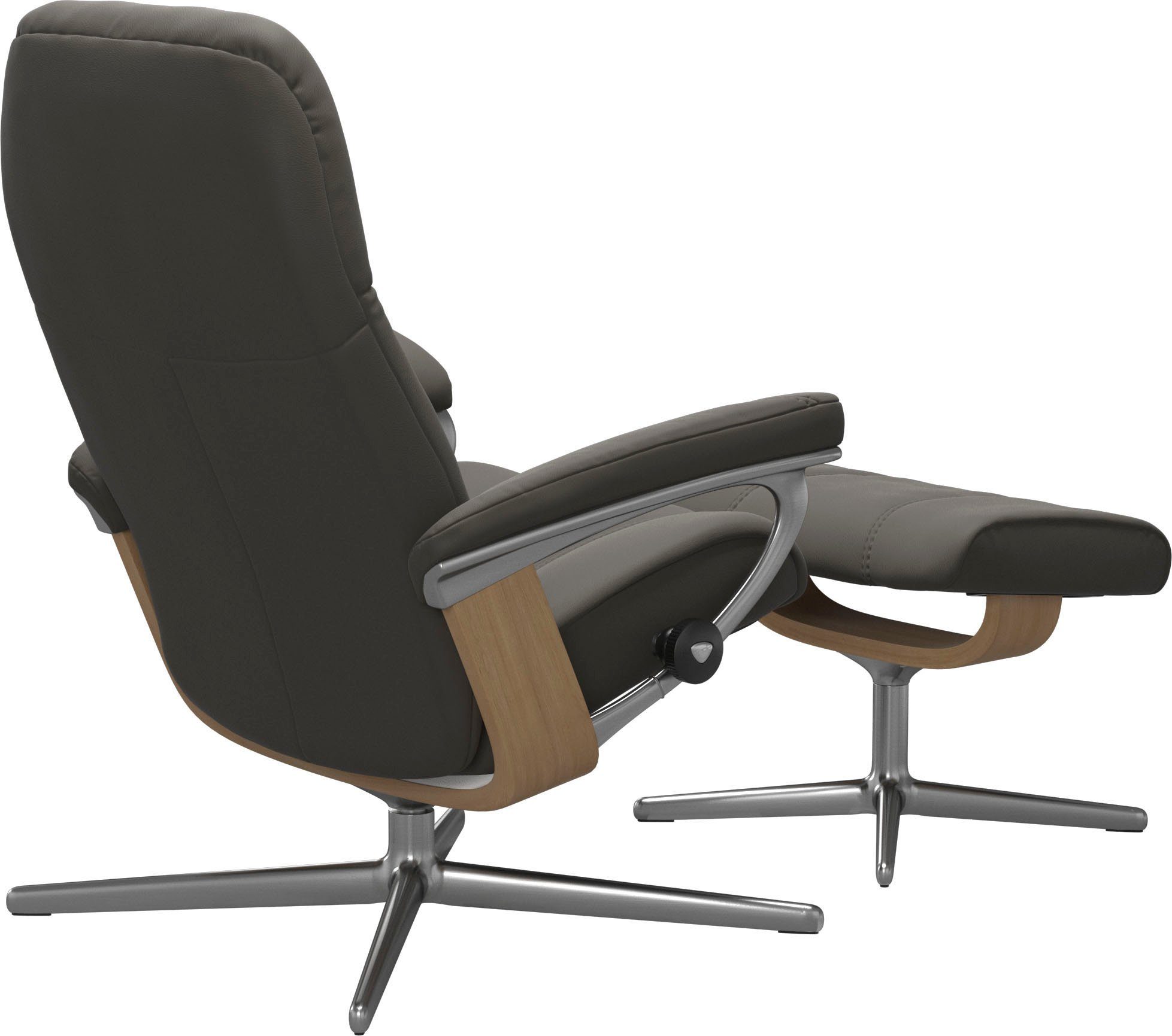 mit Stressless® (Set, Eiche Consul L, mit mit Base, Relaxsessel Relaxsessel S, Cross Größe Hocker, Holzakzent M Hocker), &