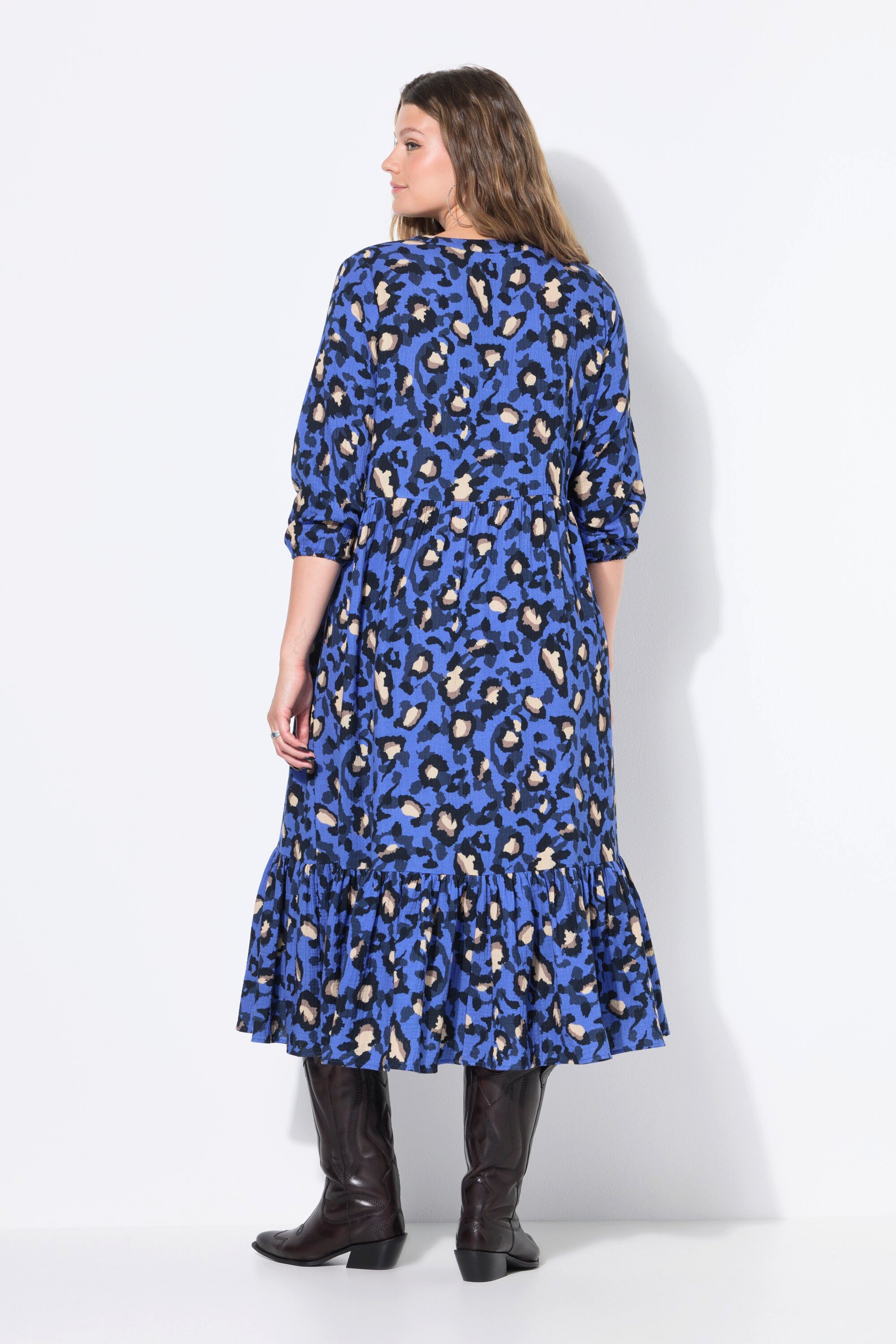 Studio Untold Maxikleid Maxikleid A-Line Musselin Color-Leo