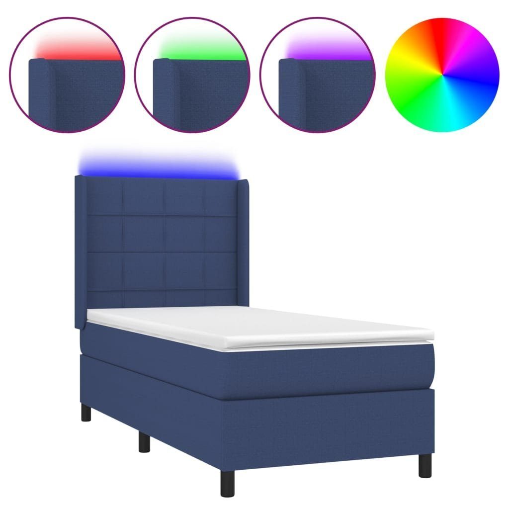 vidaXL Bett Boxspringbett mit Matratze & LED Blau 80x200 cm Stoff günstig online kaufen