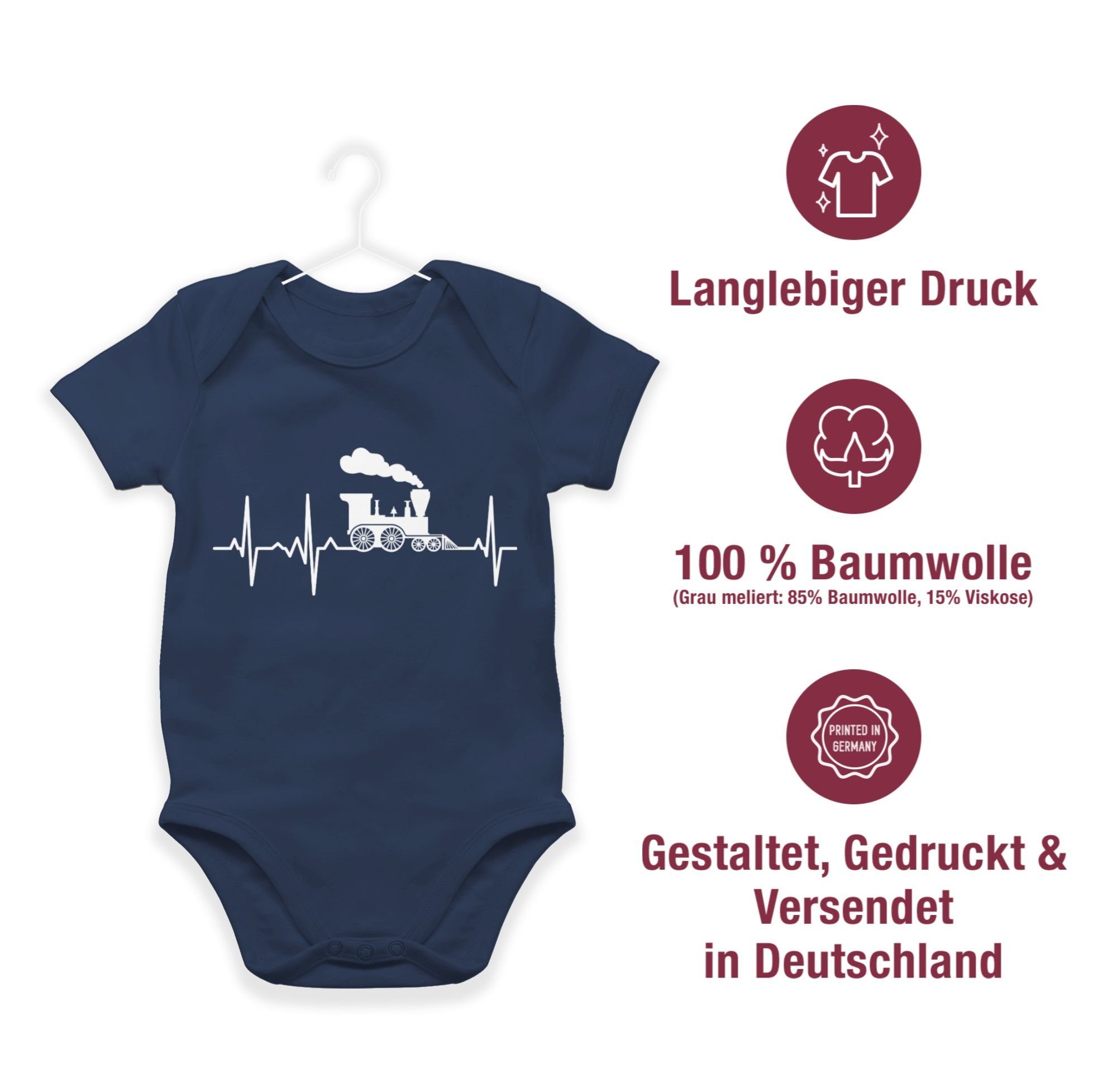 Traktor Dampflok Blau Herzschlag Baby Navy Bagger 1 und Shirtracer weiß Co. Shirtbody