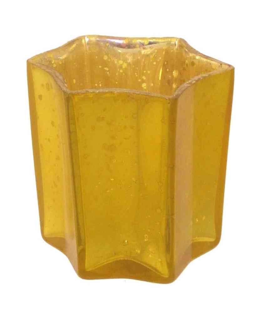 Gasper Windlicht Glas-Teelicht STERN 8cm. Teelichtglas teilw. verspiegelt