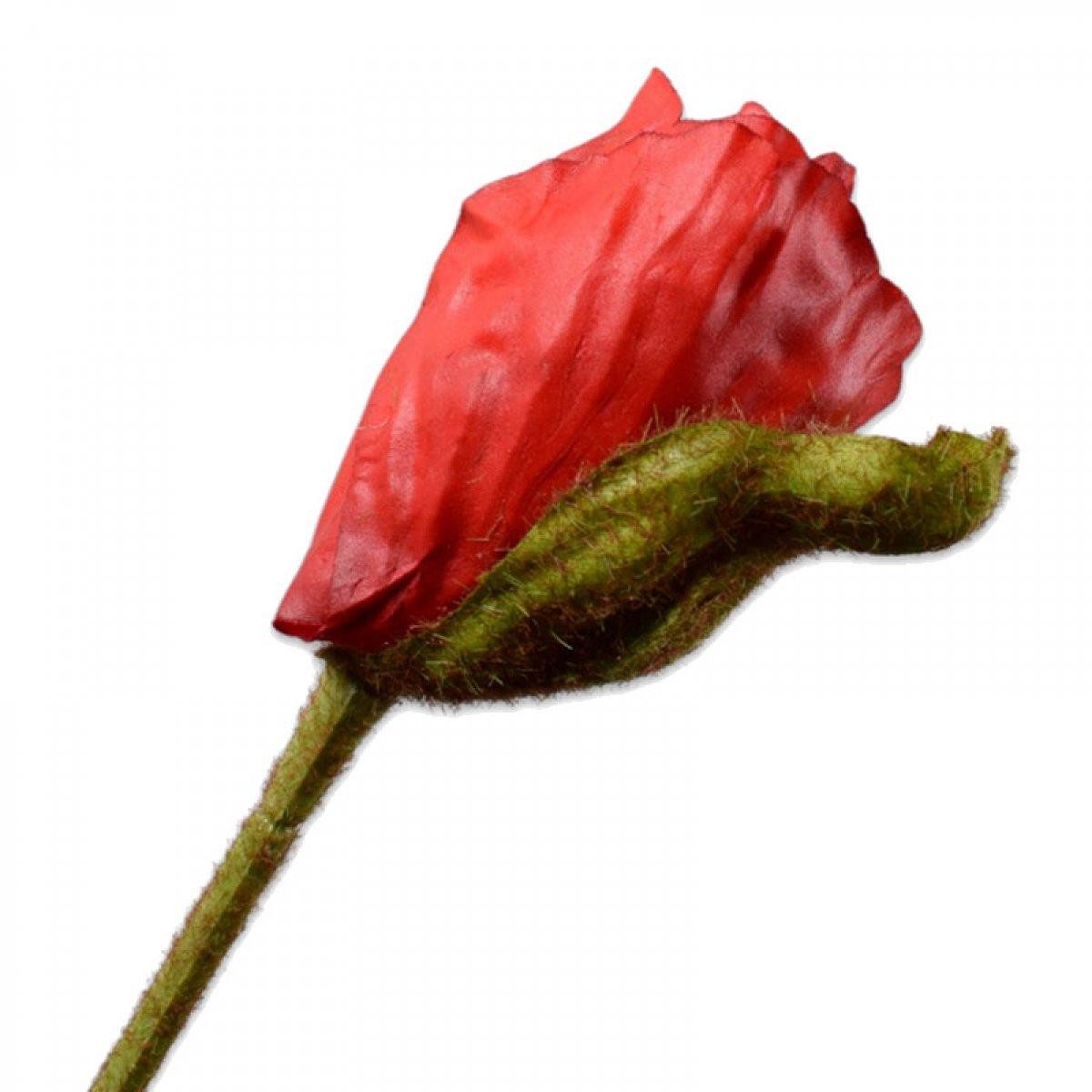 Künstliche Zimmerpflanze Seidenblume Mohn Knospe Rot (74cm), SILK-KA