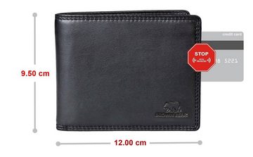 Brown Bear Geldbörse Modell 8005 Herren Portemonnaie mit Reißverschlussfach, aus Echtleder mit 9 Kartenfächern Farbe Schwarz
