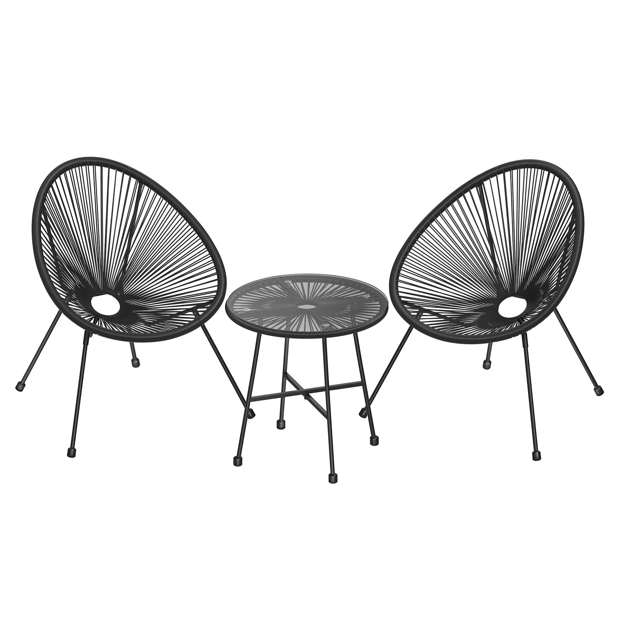 SONGMICS Gartenlounge-Set Balkonmöbel 3er Set Gartenmöbel-Set, (3-tlg., 1 Tisch, 2 Stühle), für Terrasse, Garten, 2 Stühle, und Außenbereich, Sitzgruppe, Innen- – Bild 2 von 5