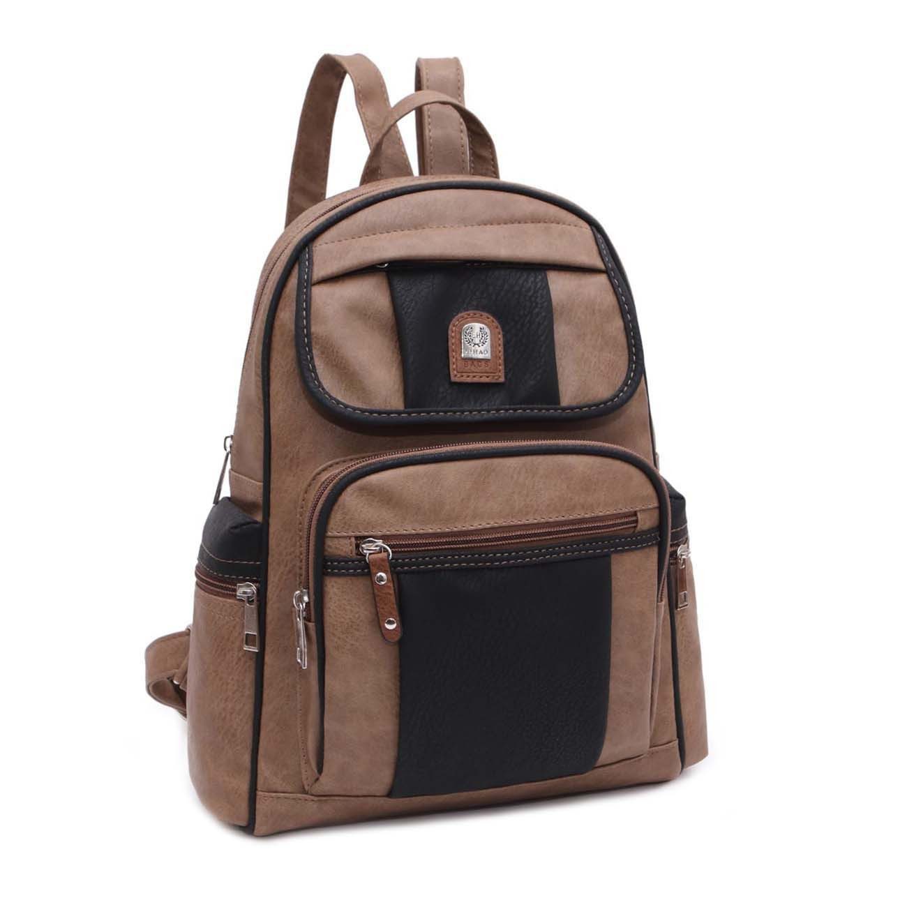 ITALYSHOP24 Rucksack Damen CityRucksack Tagesrucksack Schultertasche Freizeit Reise Urlaub, Backpack Schule Travel Wandern Arbeit Tasche Daypack Leder Optik Bag