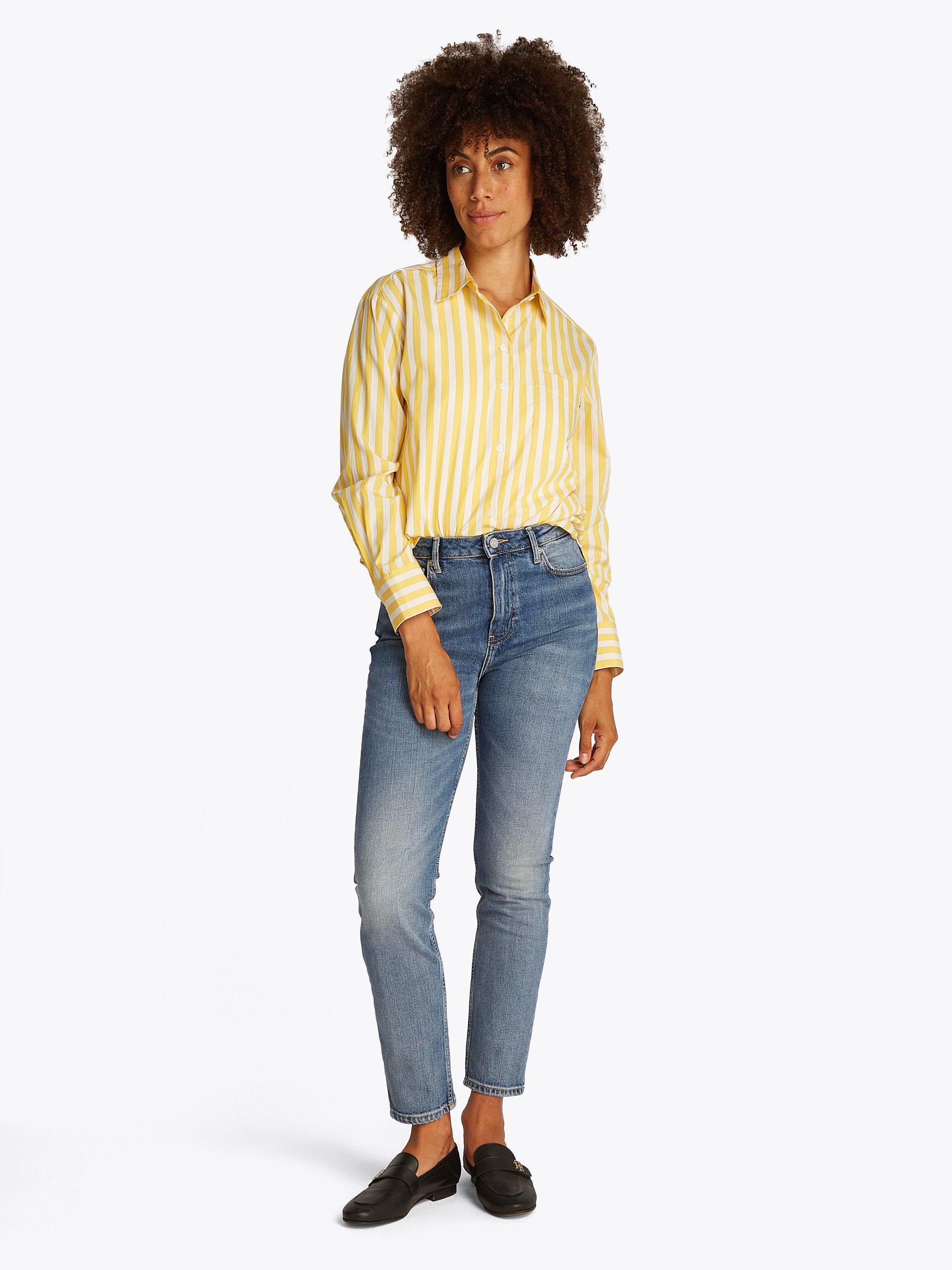 Tommy Hilfiger Slim-fit-Jeans Slim Cigarette High Waist mit Logo-Badge, in blauer Waschung