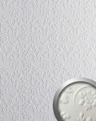 Wallface Wandpaneel 13473-SA, BxL: 100x260 cm, 2.6 qm, (Dekorpaneel, 1-tlg., Wandverkleidung in Leder-Optik mit Blumendekor) selbstklebend, weiß matt