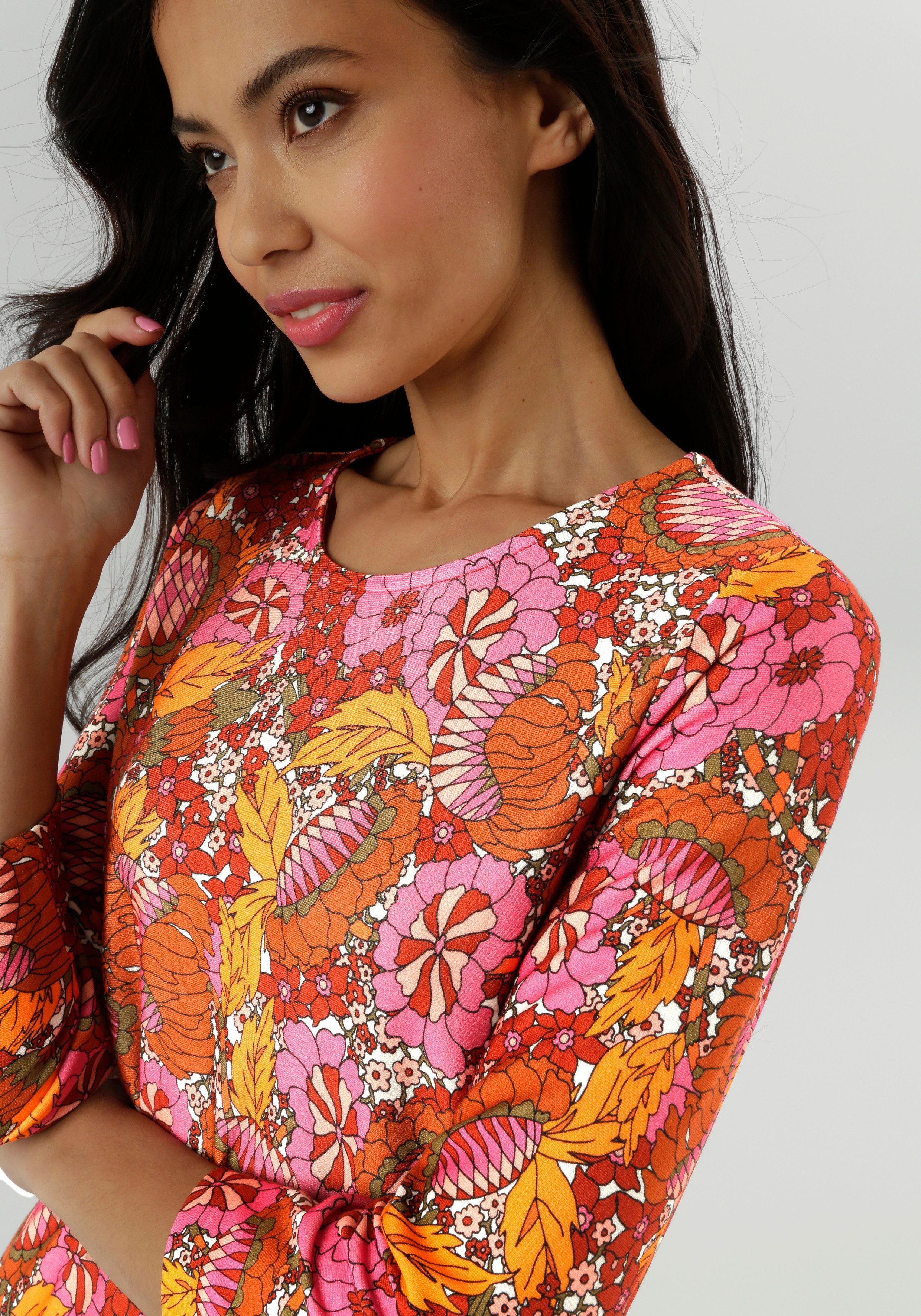 Aniston SELECTED Jerseykleid mit fantasiereichem Blumen- und Blütendruck