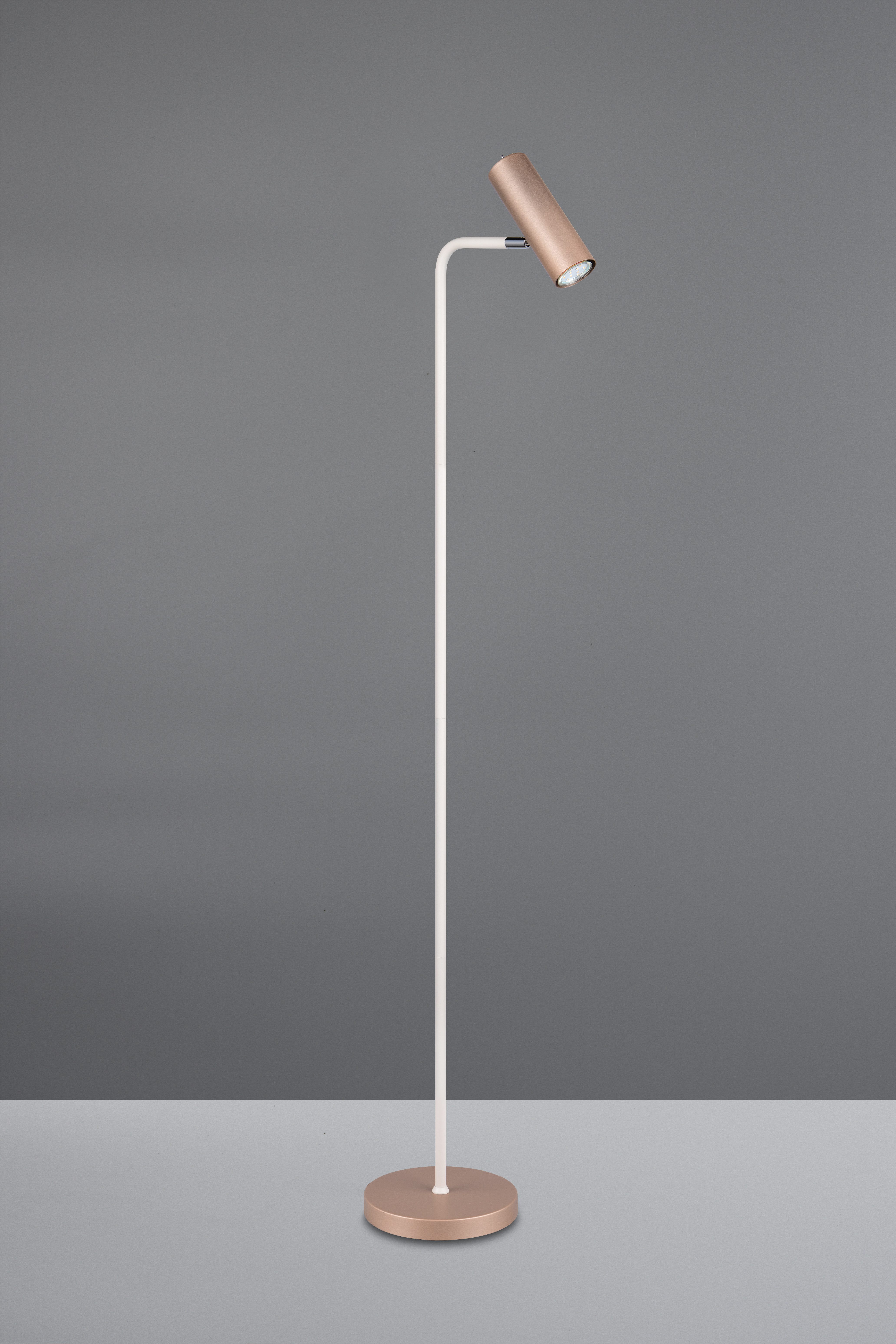 TRIO Leuchten Stehlampe MARLEY, exkl. 1x GU10 max 5W, Stehleuchte Höhe 151cm, Ein-/Ausschalter, Leuchtmittel wechselbar, warmweiß - kaltweiß, mit Kippschalter, Leuchtenkopf schwenkbar, 180cm Anschlusskabel