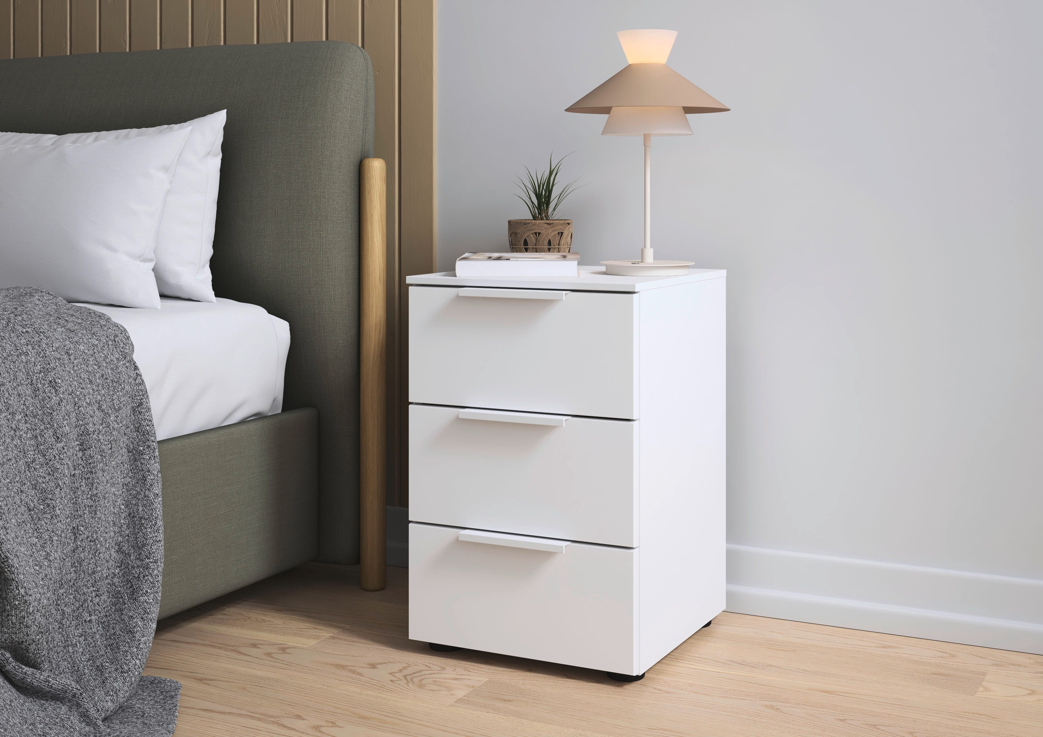 LeGer Home by Lena Gercke Nachtkommode Nachttisch Nachtschrank Nachtkonsole SERINA eleganter Eyecatcher (inkl. SOFT-CLOSE-FUNKTION), mit 3 Schubkästen sowie hochwertigen Metallgriffen MADE IN GERMANY