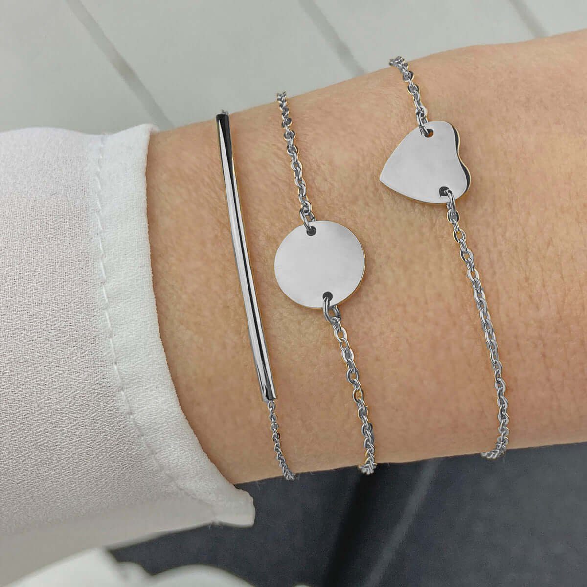 M&M Armband Armband Damen gold / silber Armkette mit Kreis (1-tlg), Länge: 20 cm; deutsche Qualität, inkl. Schmucketui